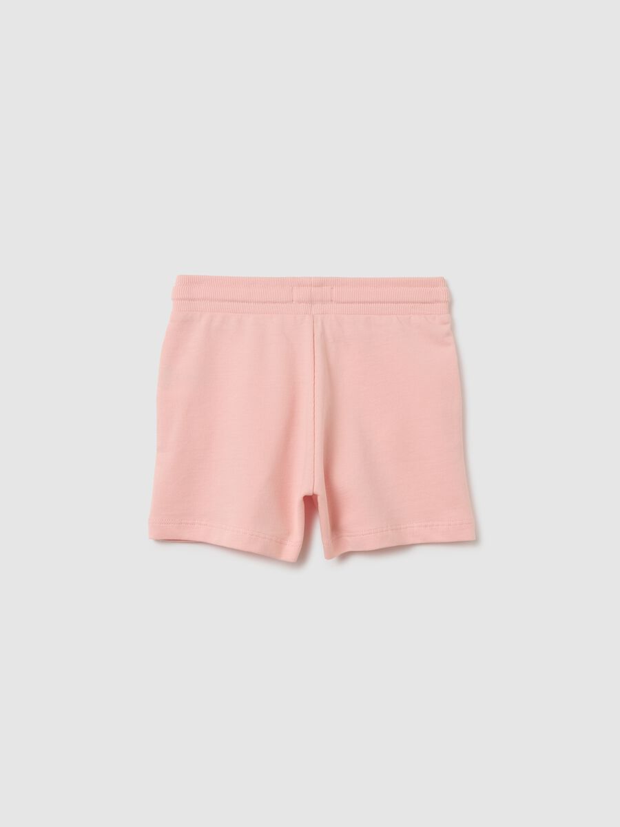 Girls' pink pure cotton shorts with regular fit_1