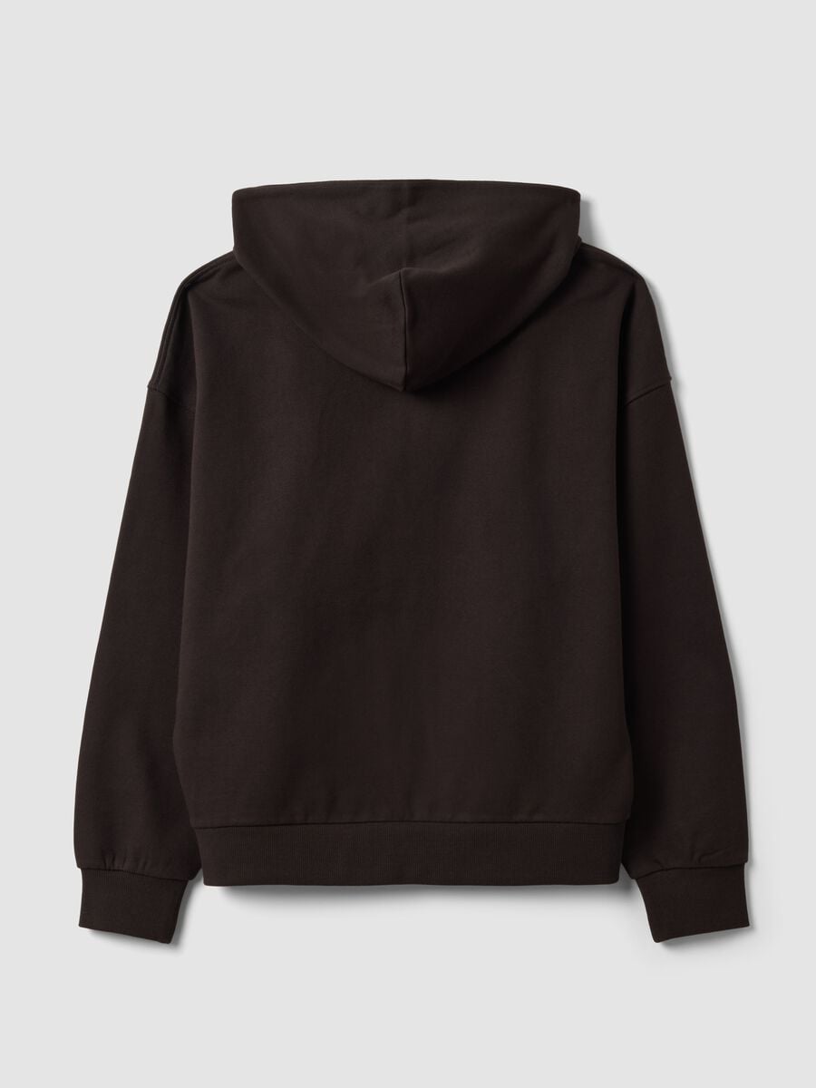 Brown cropped hoodie in pure cotton with oversized fit_5