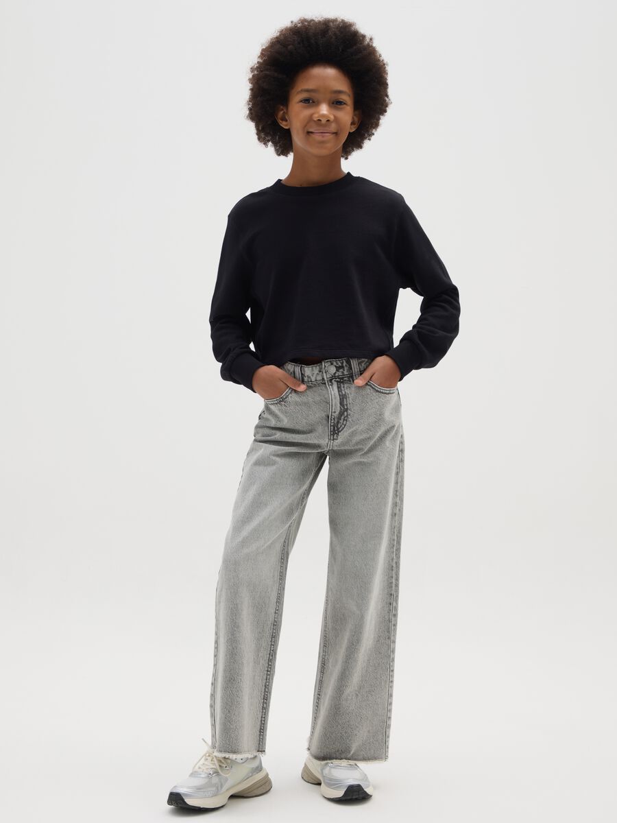 Jeans da ragazza in puro cotone grigi culotte_1