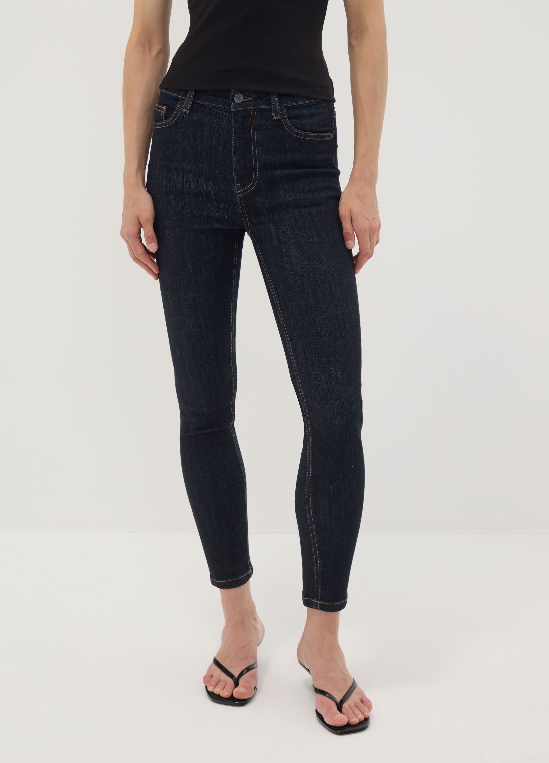 Blue denim skinny-fit jeans in stretch cotton
