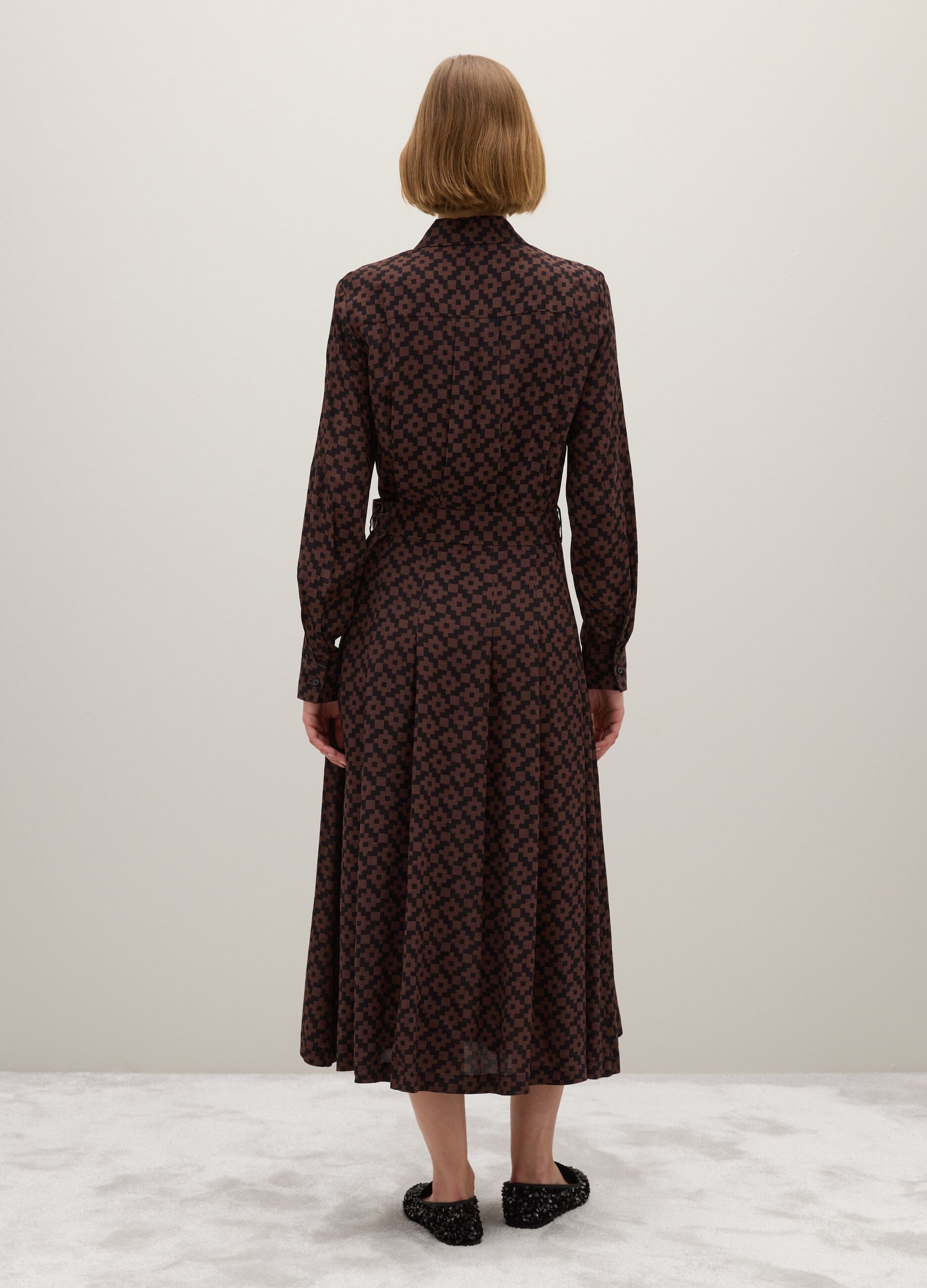 Brown long dress with belt