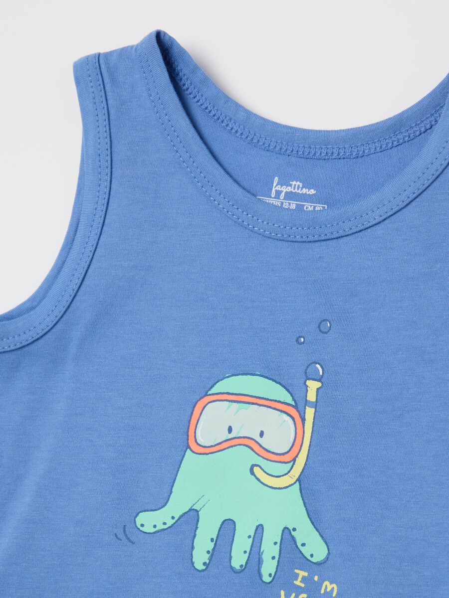 Blue Cotton Summer Pajamas Fagottino_3