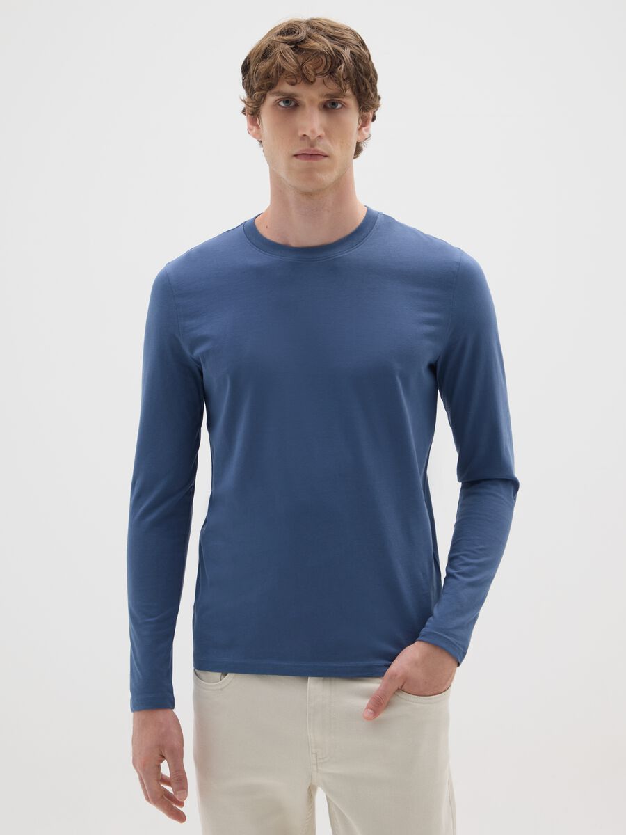 Blue pure cotton regular fit jumper_0