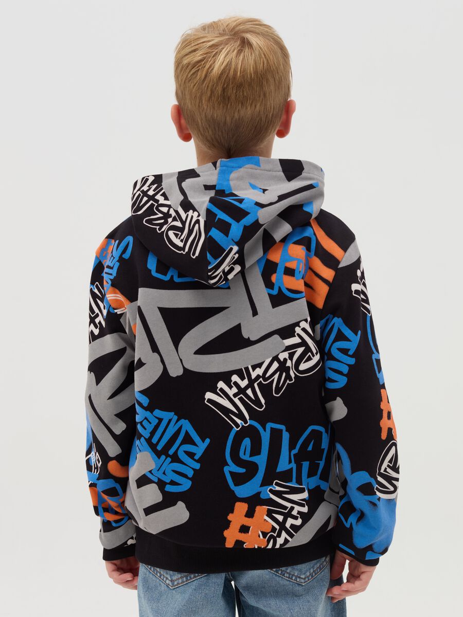 French terry sweatshirt with hood and print_1