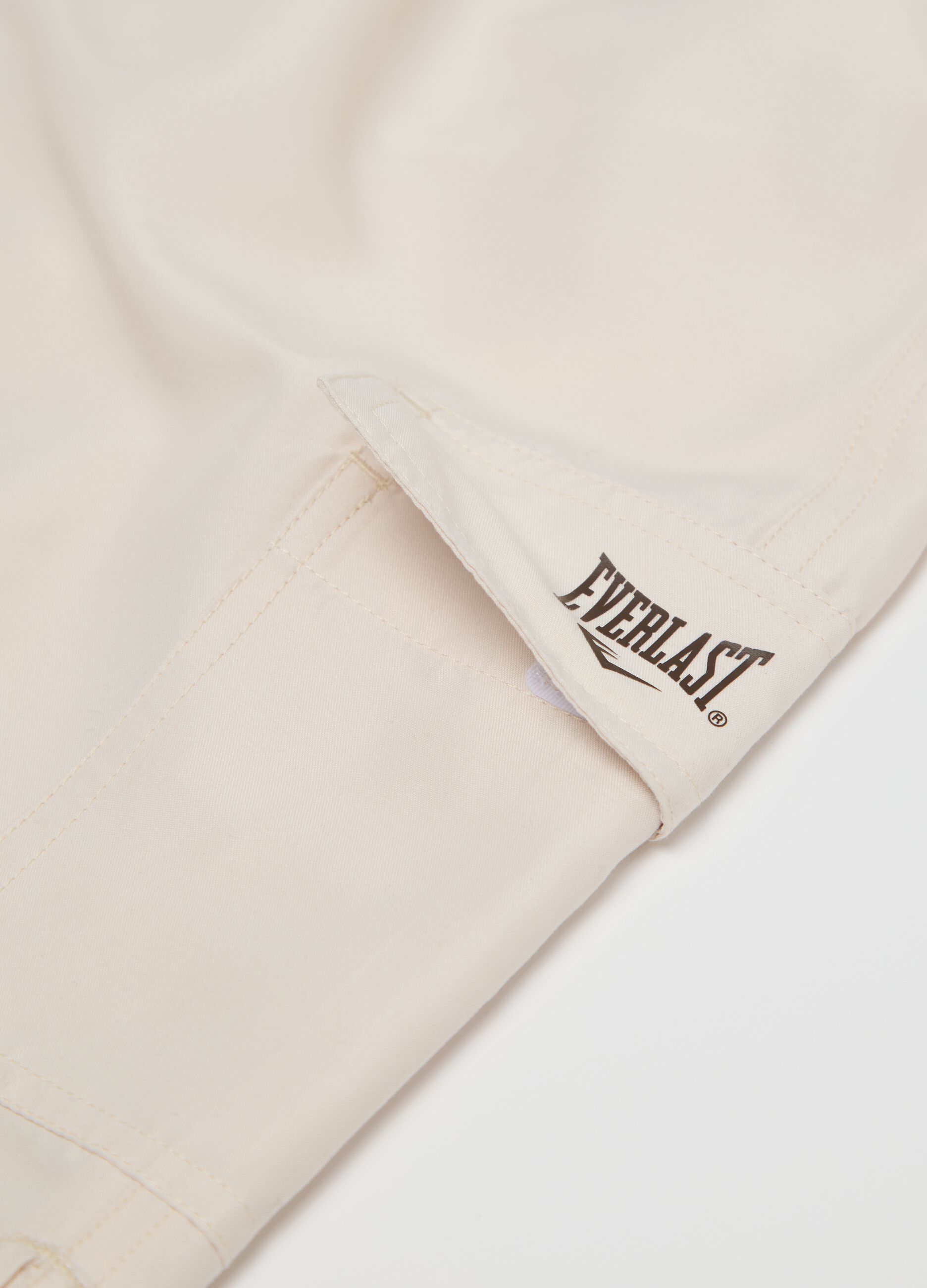 Costume boxer da bagno beige con stampa logo