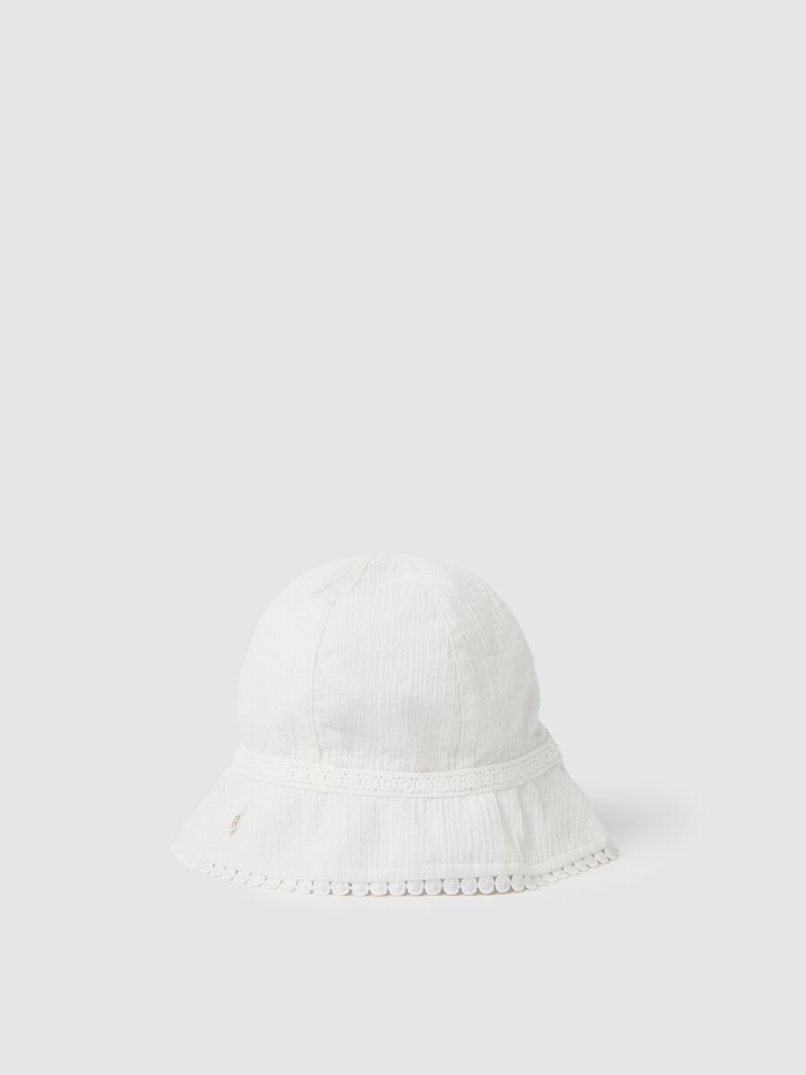 Girls’ white hat in 100% cotton_0