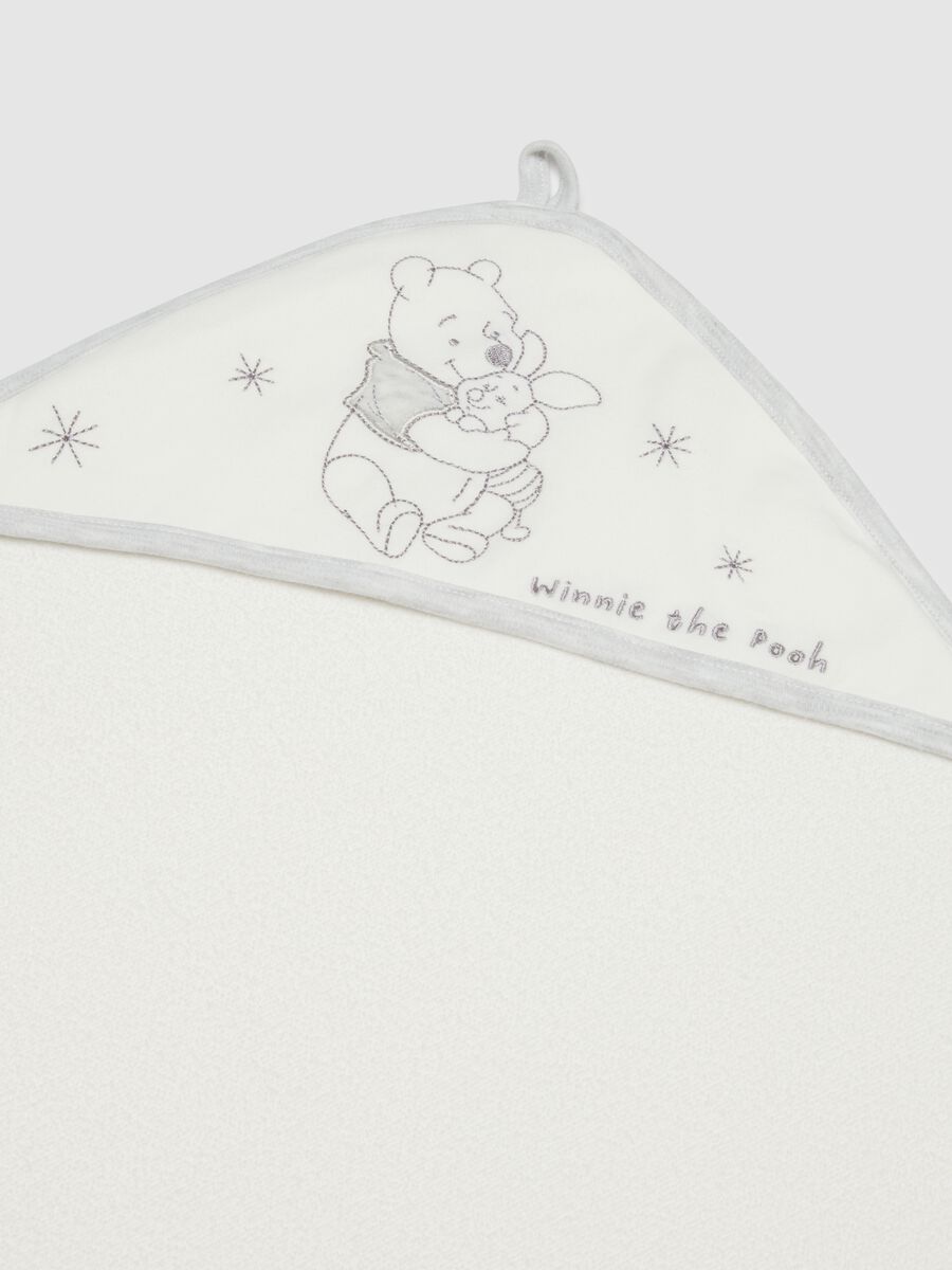 Baby bathrobe in white cotton blend with hood_1