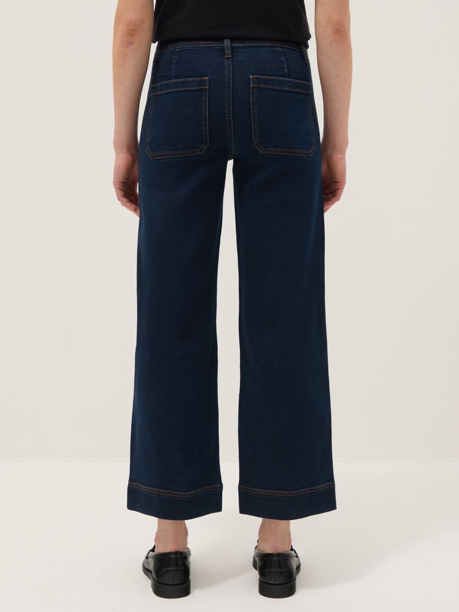 Wide leg blue stretchy cotton jeans_2