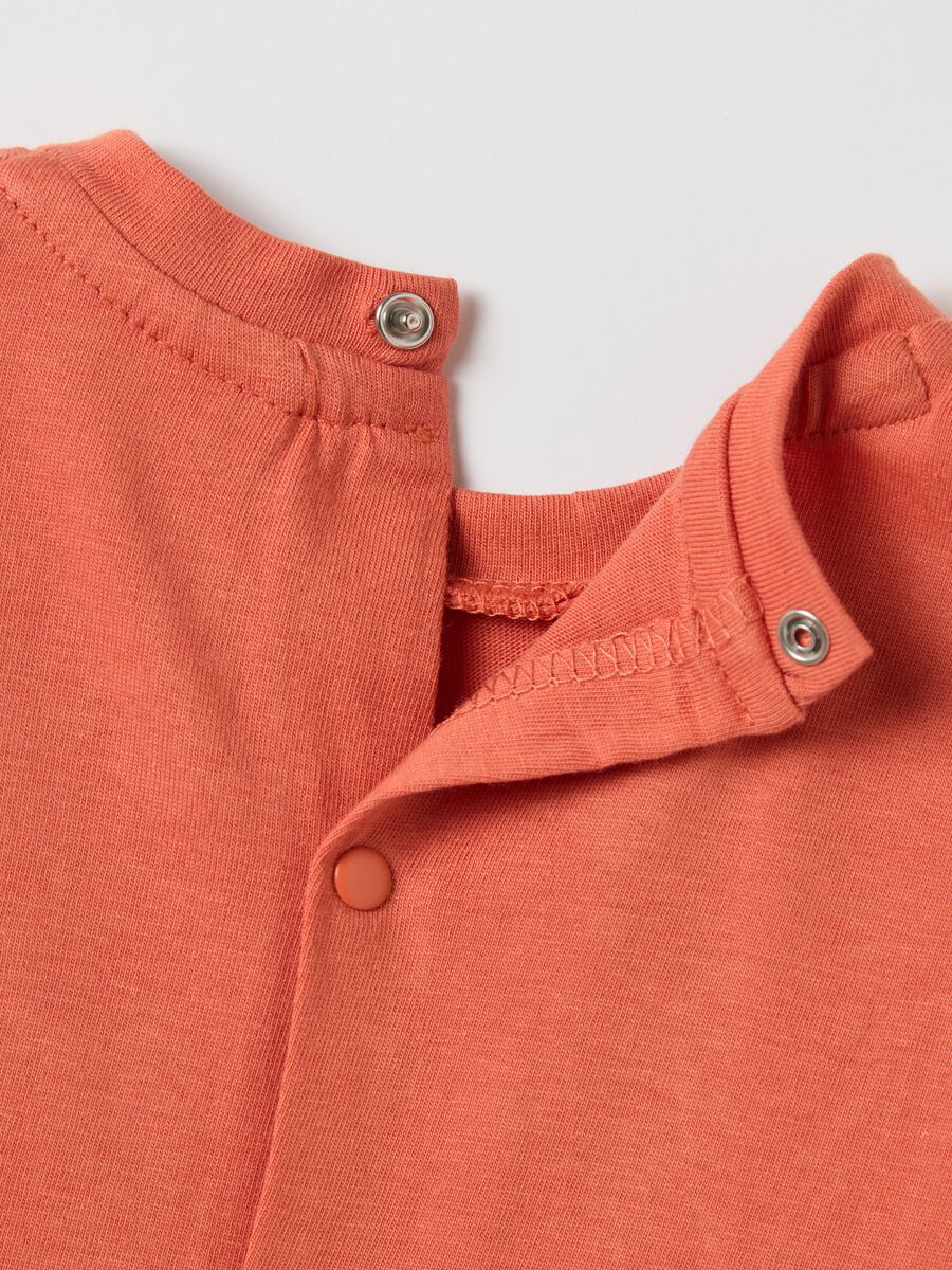 Orange T-shirt with Bugs Bunny embroidery in organic cotton_3