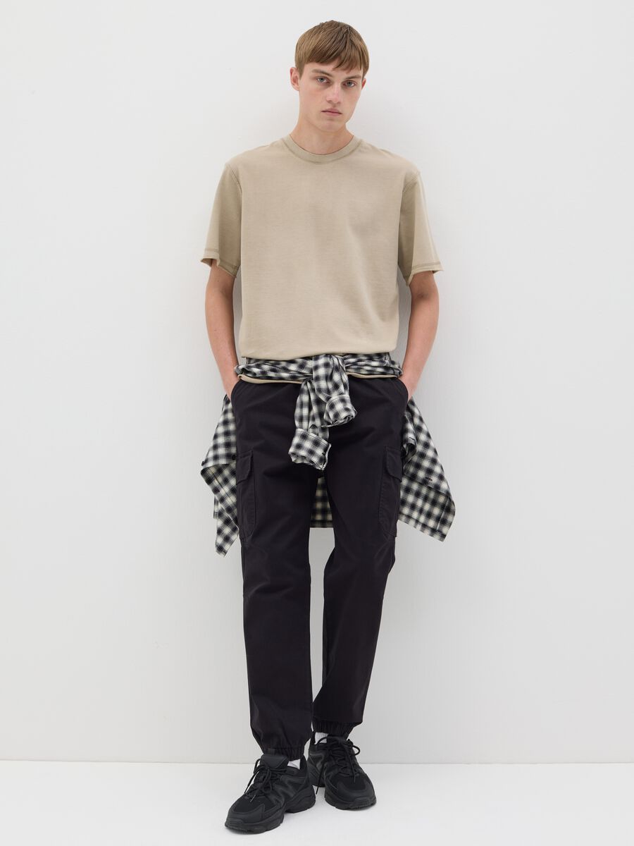 Black cargo joggers with drawstring_0