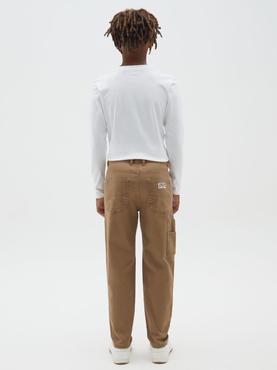Boys' brown stretch cotton relaxed fit trousers_2