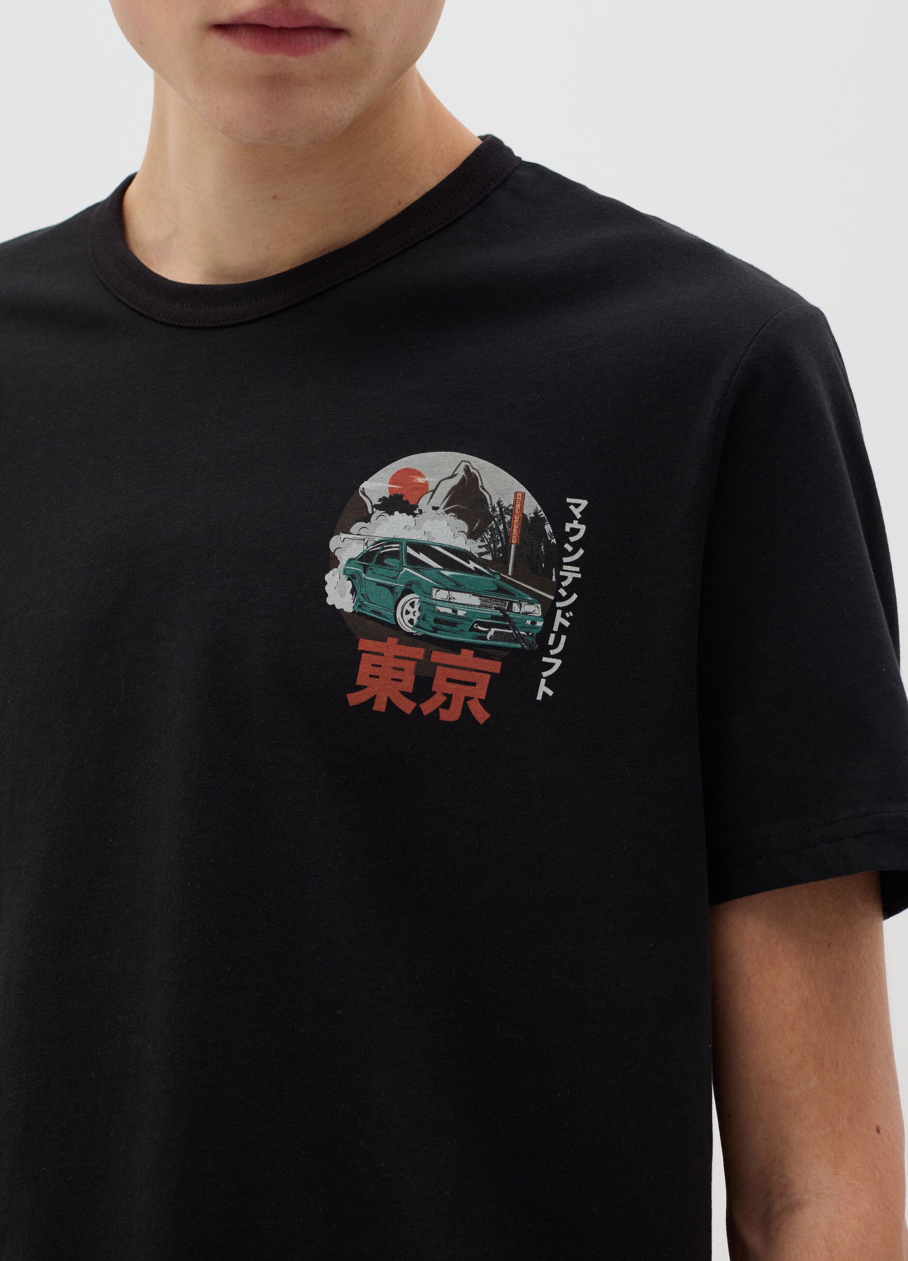T-shirt in cotone con stampa ideogrammi