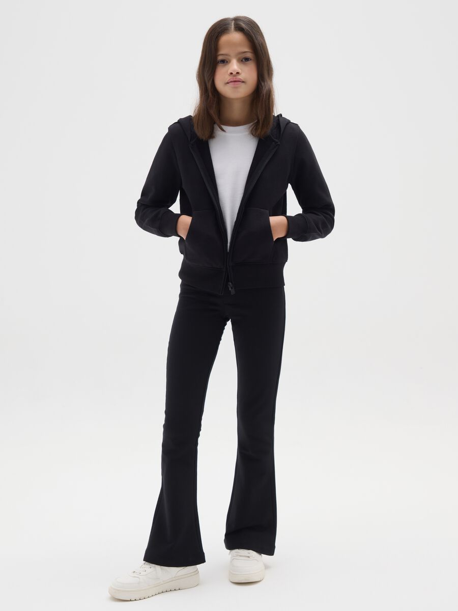 Girls' Black Stretch Cotton Flare Treggings_0