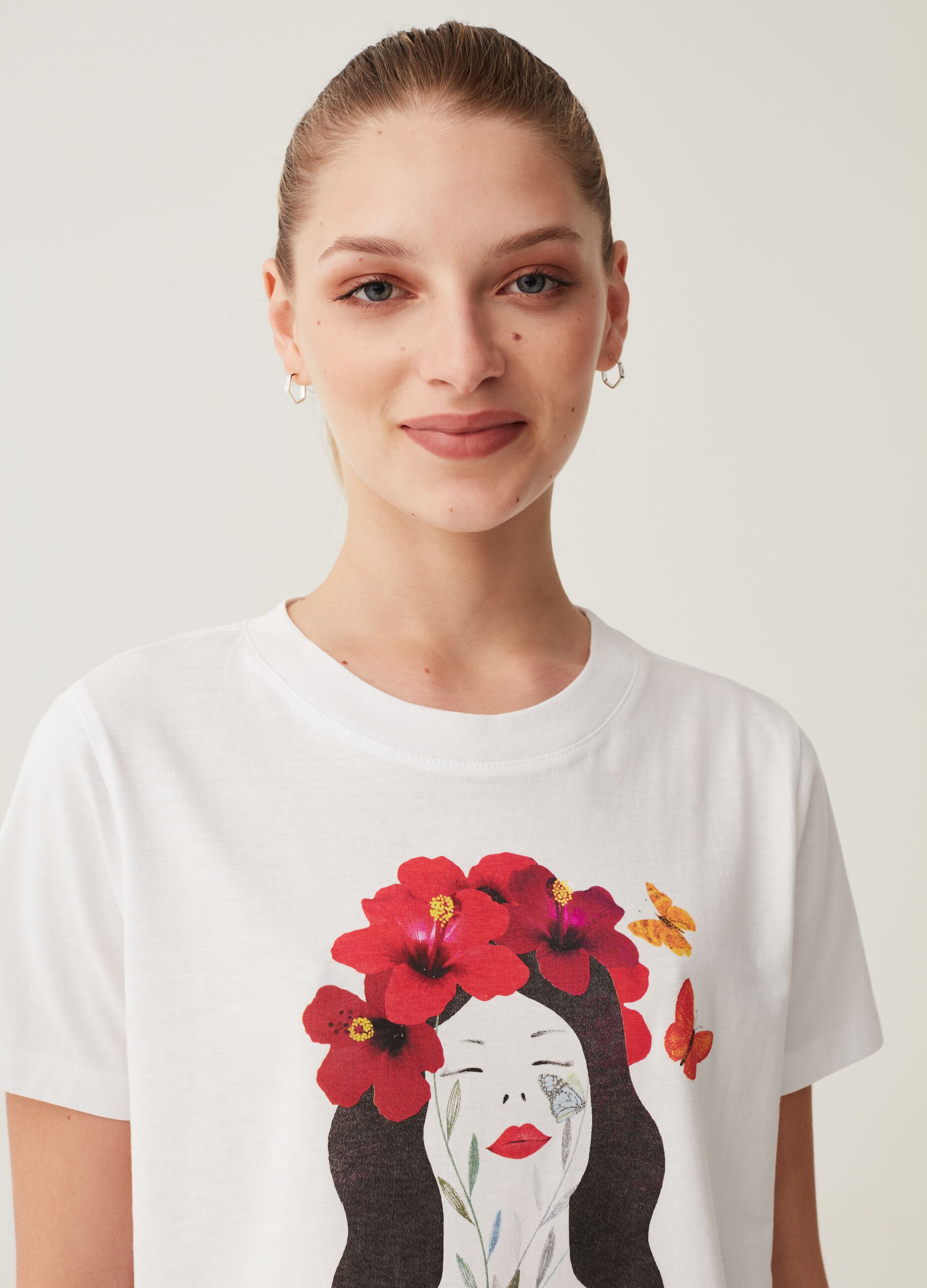 T-shirt in cotone con stampa Anna Godeassi_1