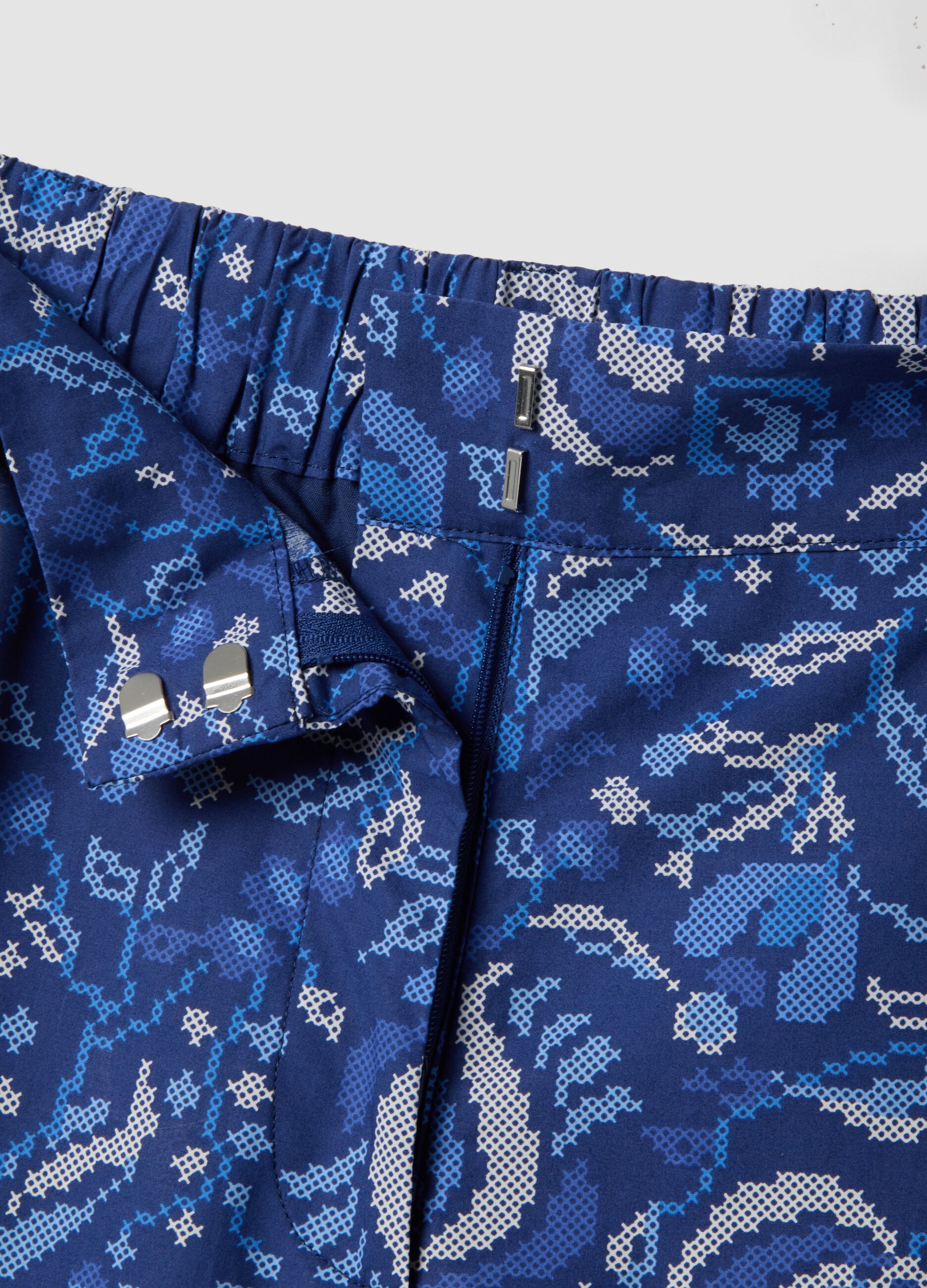 Blue pure cotton patterned trousers
