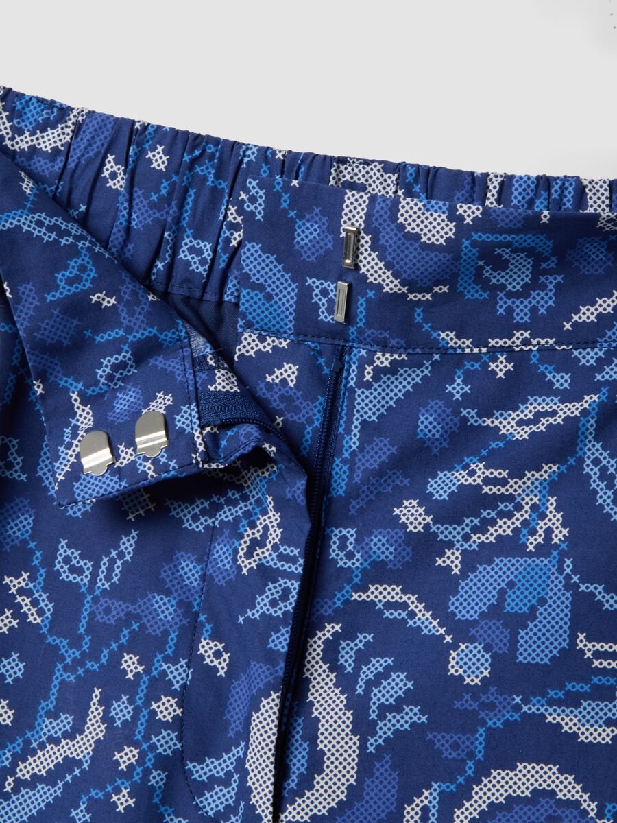Blue pure cotton patterned trousers_5