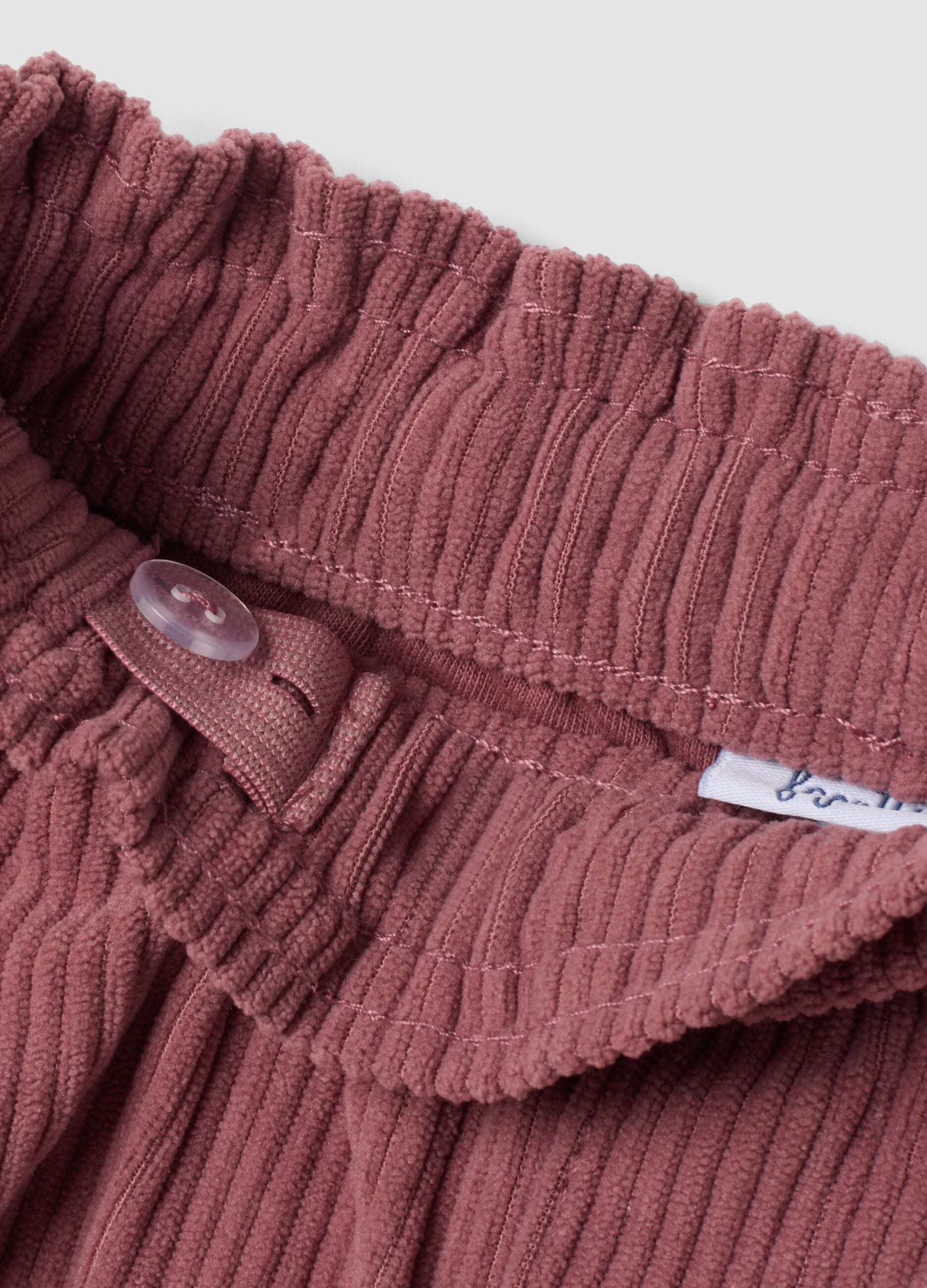 Pantaloni rosa a coste con vita elasticizzata
