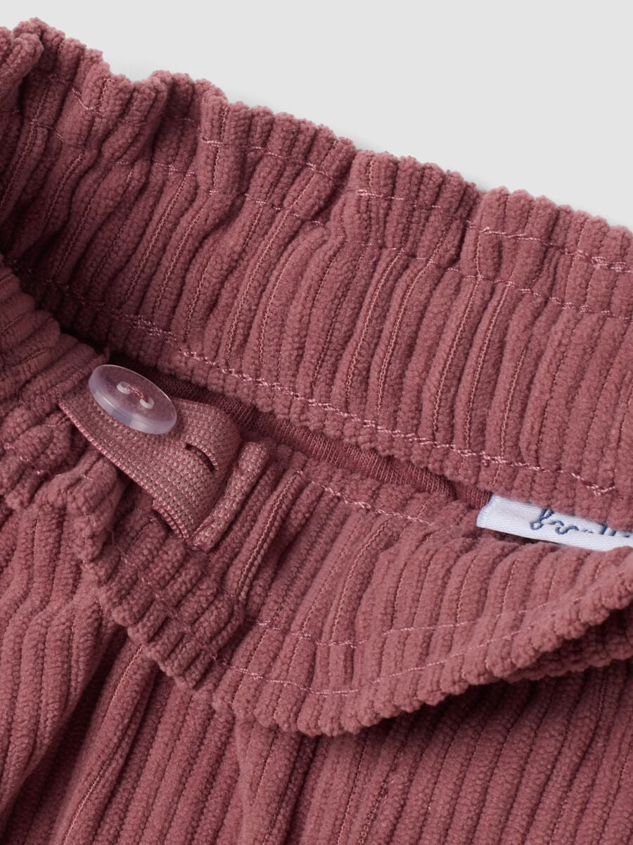 Pantaloni rosa a coste con vita elasticizzata_3