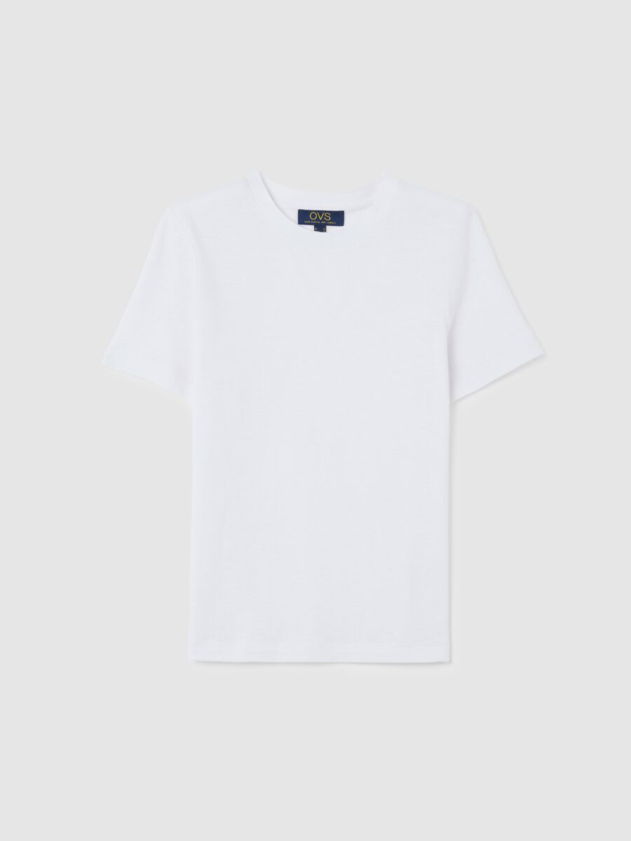 White T-shirt in cotton and linen_4