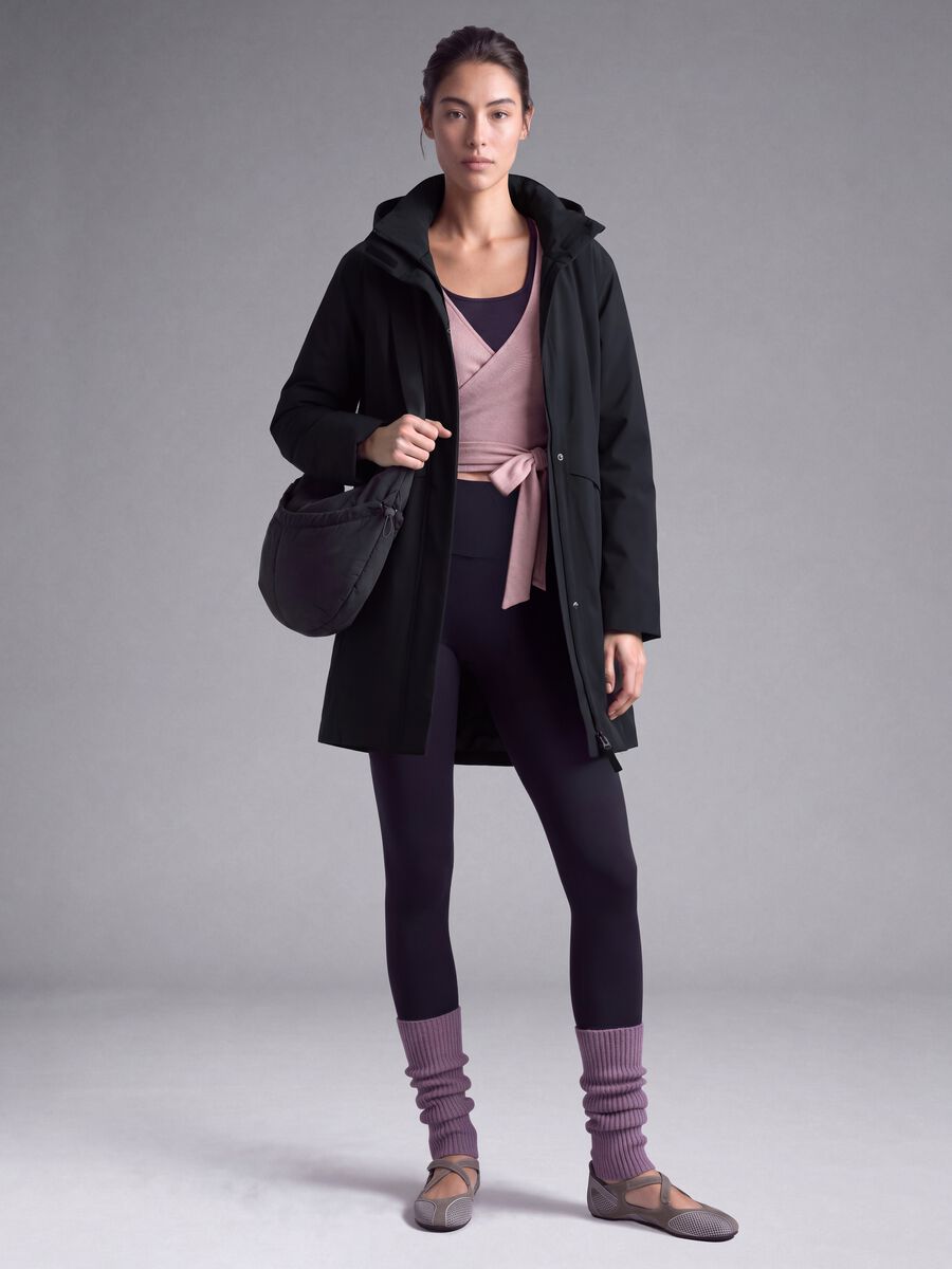 Giacca blu con cappuccio e zip regular fit_0