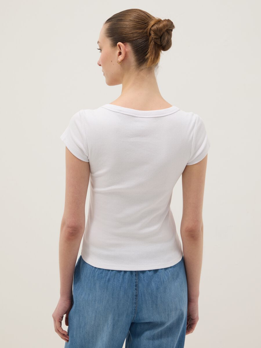 White stretch cotton fitted short sleeve T-shirt_3