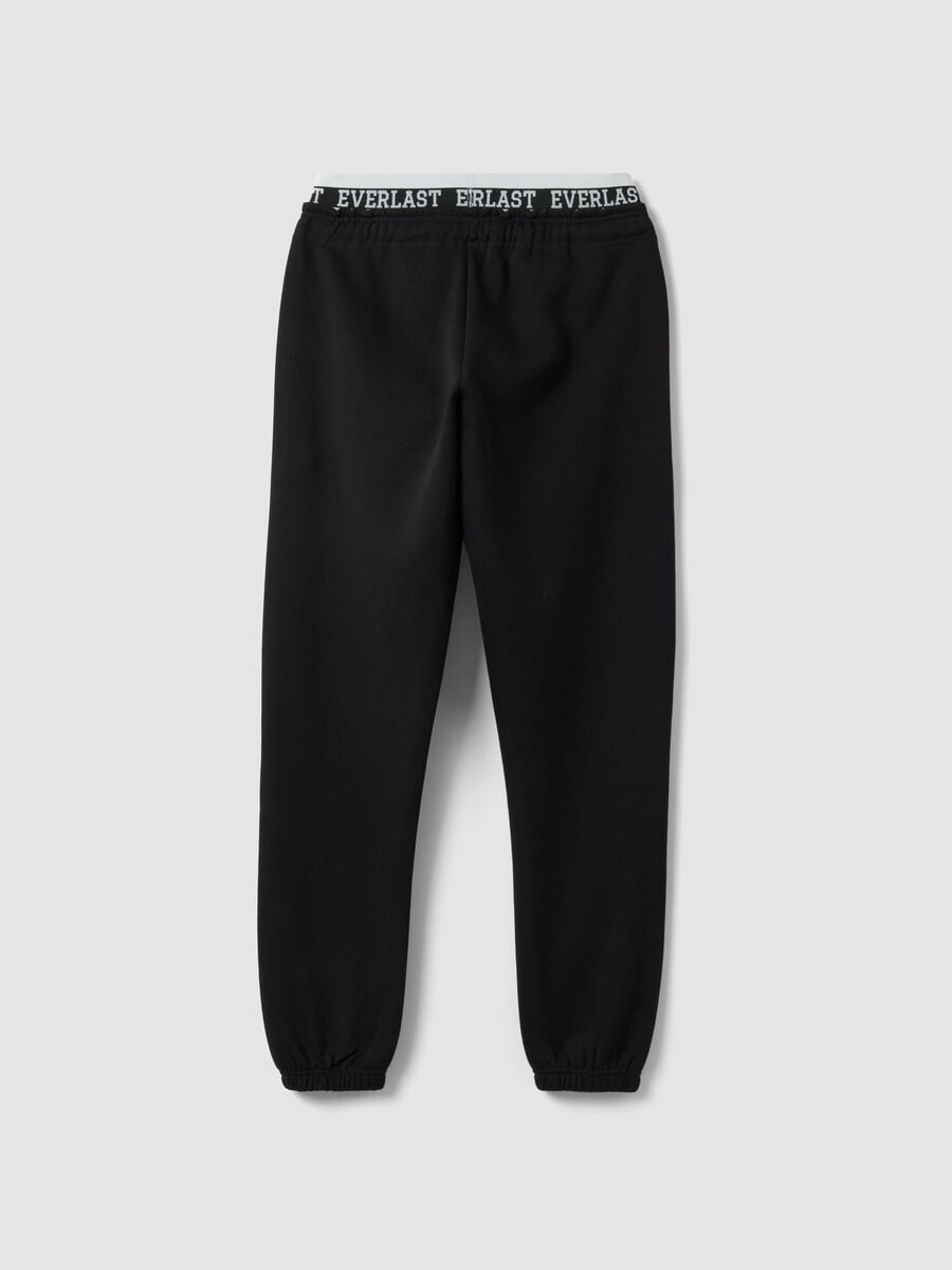Pantaloni neri in misto cotone regular fit con logo_2