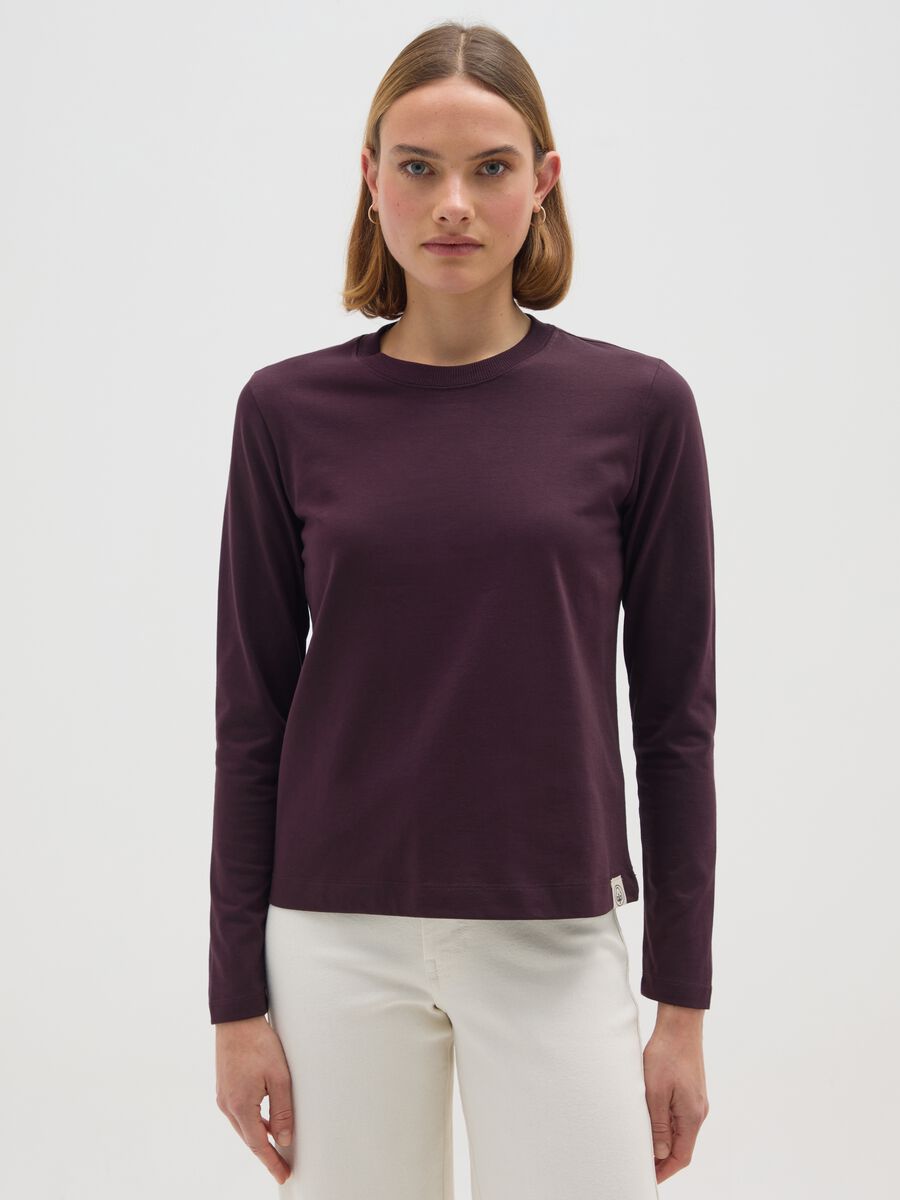 Purple pure cotton regular fit sweater_0