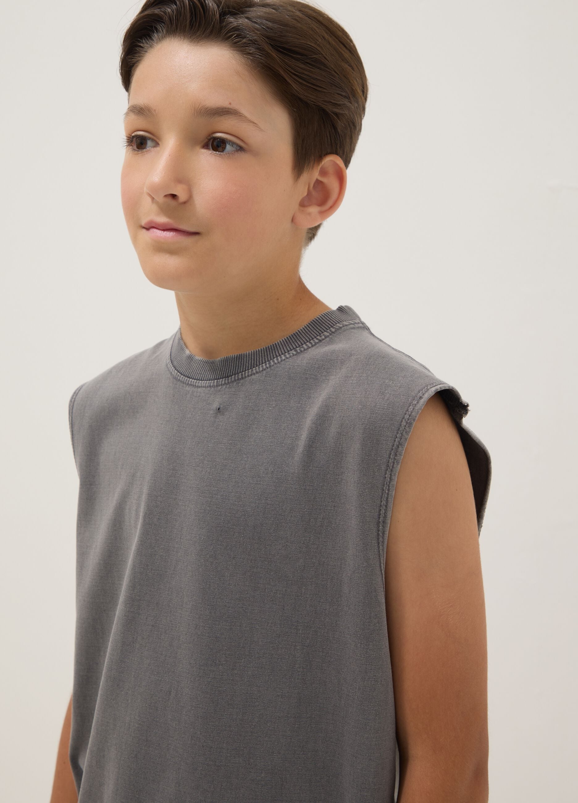 Grey pure cotton vest top