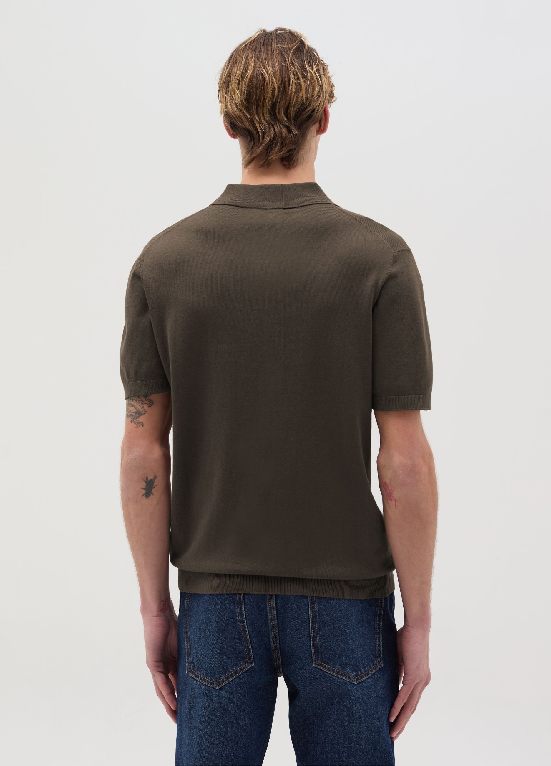 Polo shirt in solid colour cotton