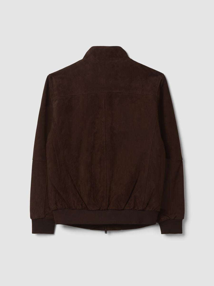 Bomber marrone in vera pelle con zip_2