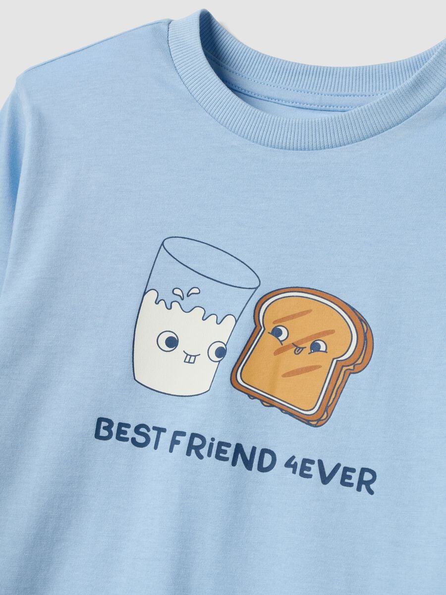 Pigiama azzurro in puro cotone organico con stampa "Best Friend 4 Ever"_2