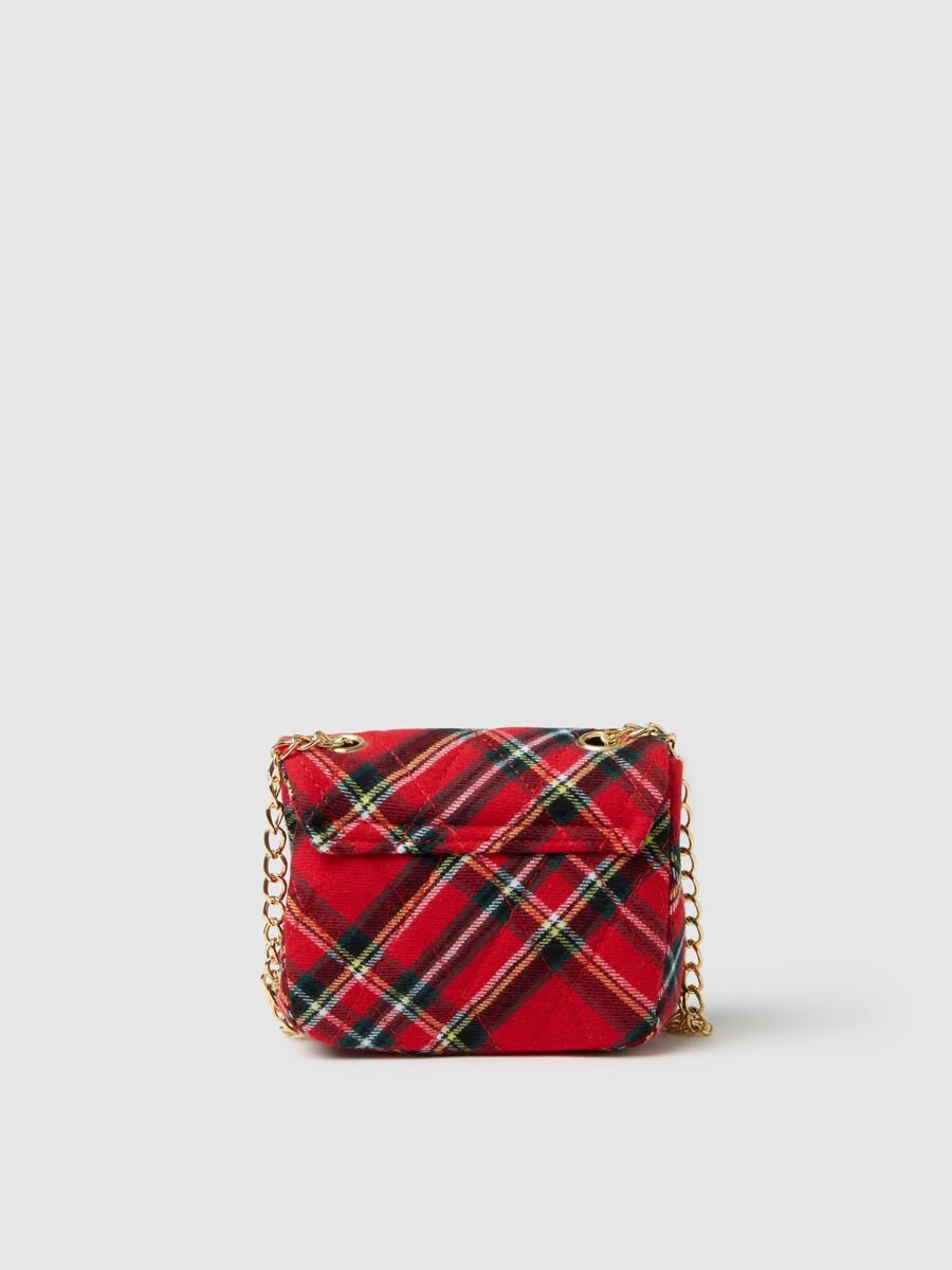 Multicoloured plaid crossbody bag for girls in pure cotton_1