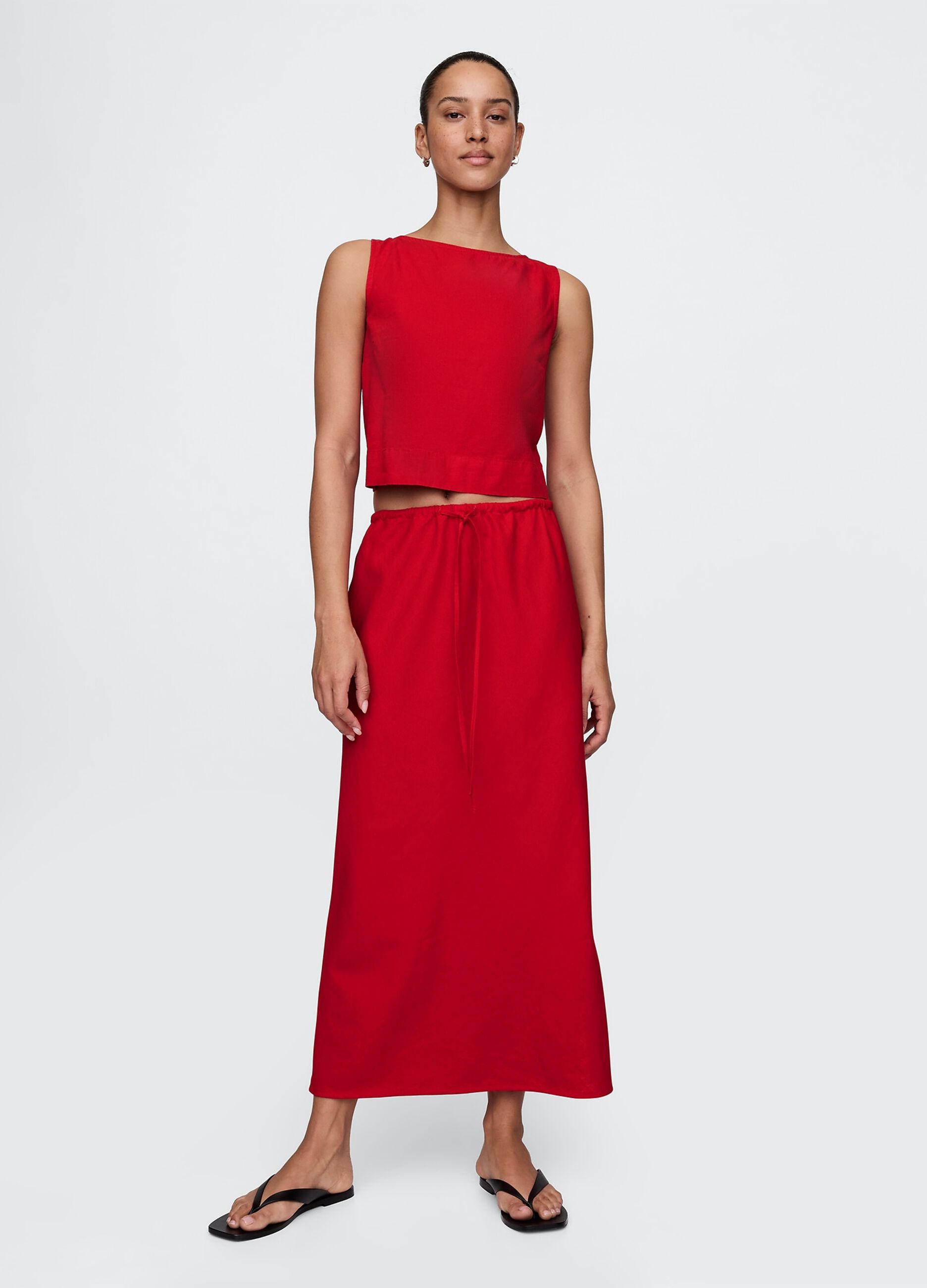 Red Linen and Viscose Tank Top