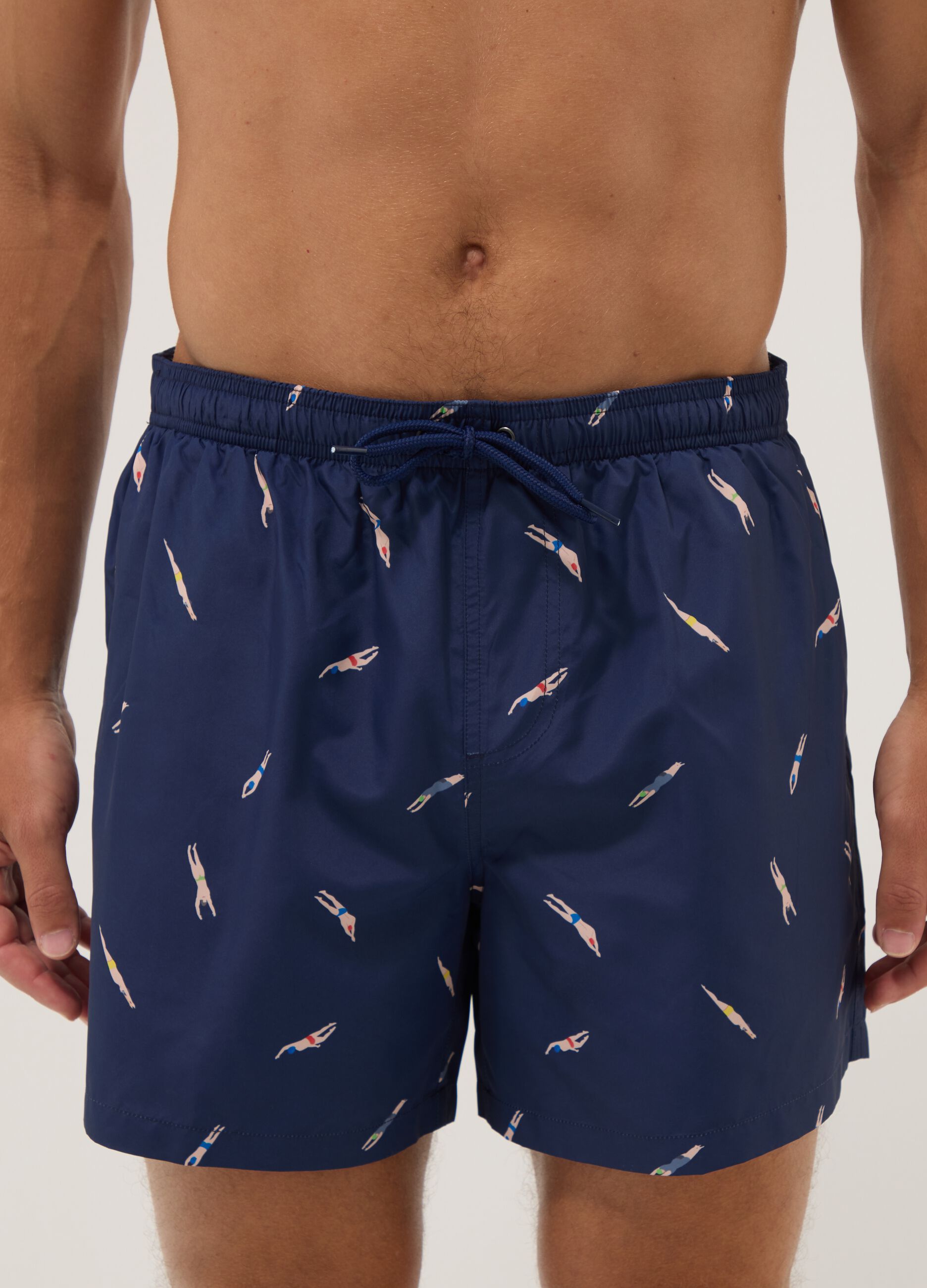 Costume boxer blu con stampa all over