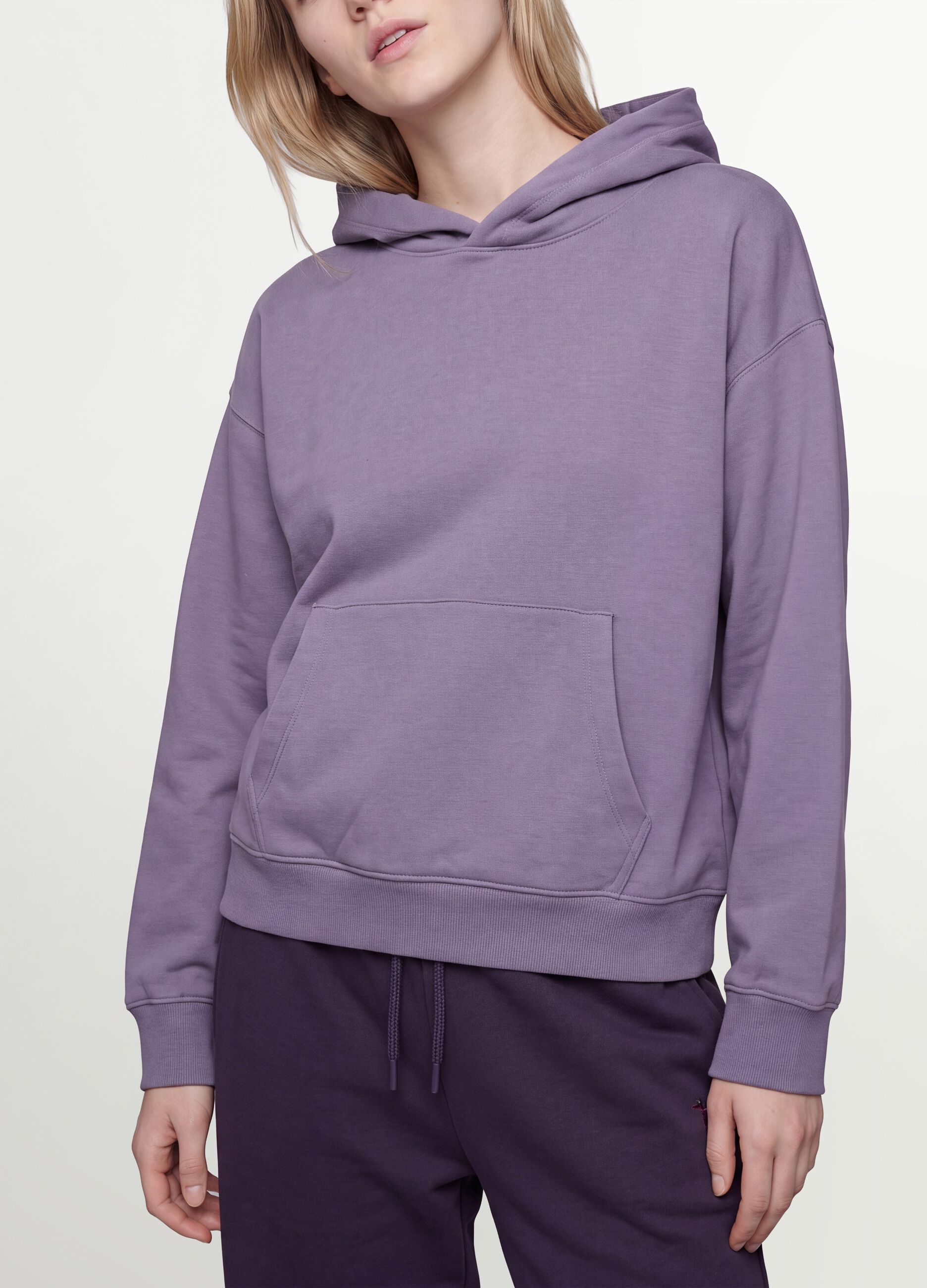 Purple cotton-blend regular-fit hoodie