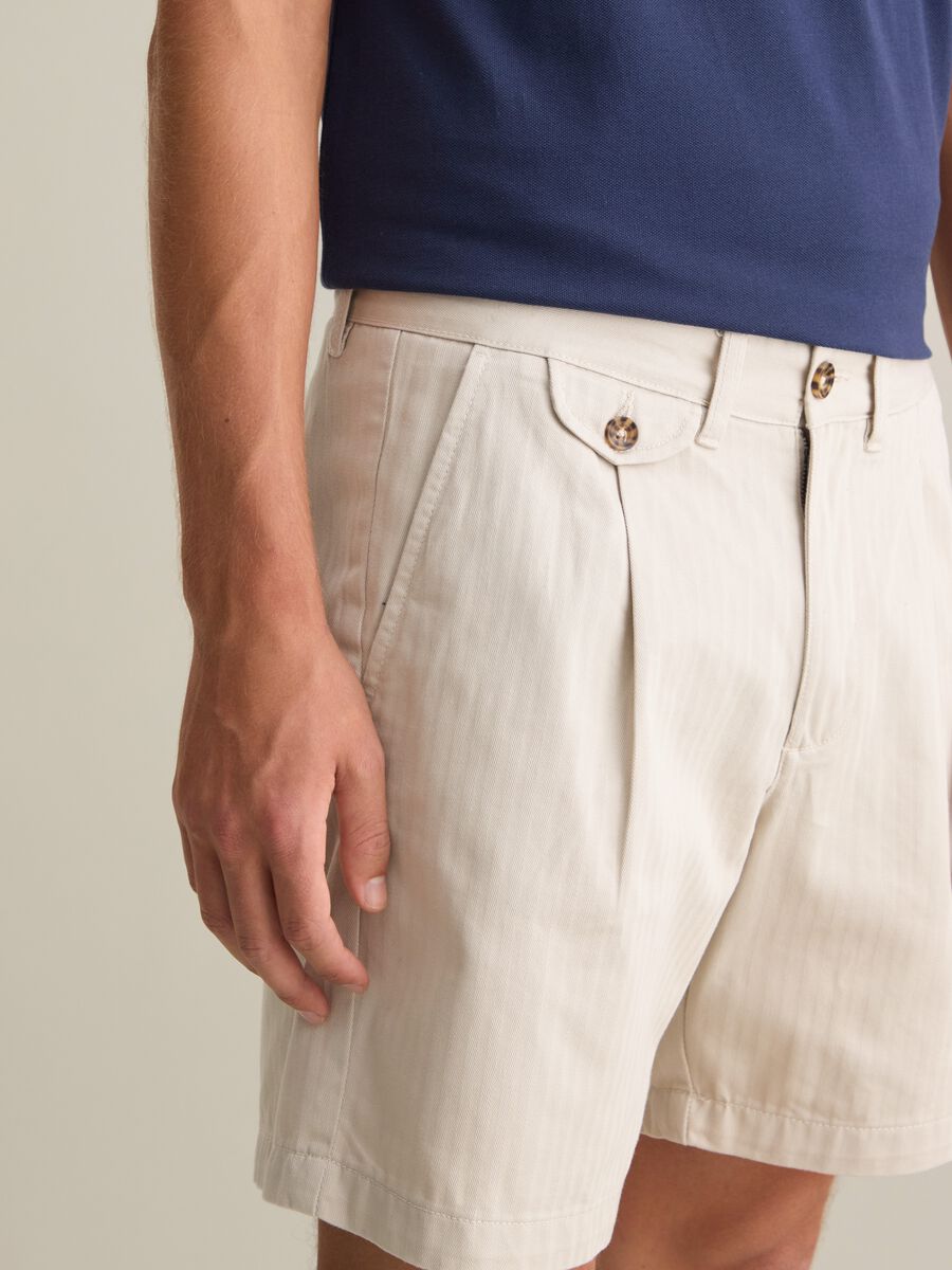 Beige Cotton Bermuda Shorts Piombo_3