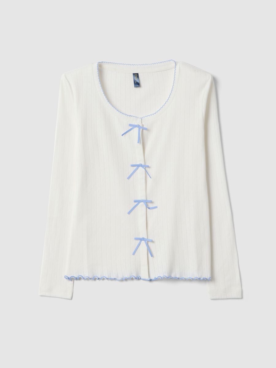 Camicia da pigiama in puro cotone bianca regular fit con ricami_4