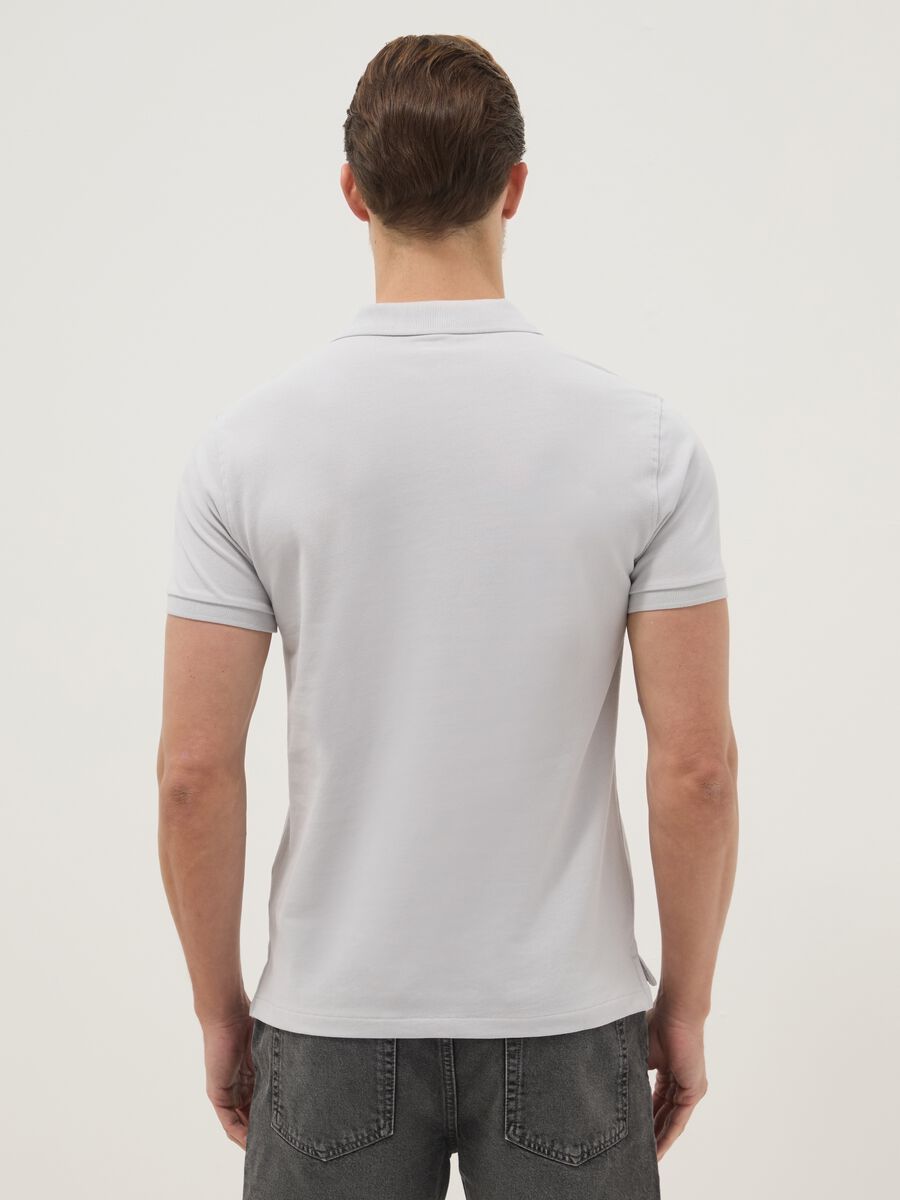 Grey slim fit short sleeve pure cotton polo_2