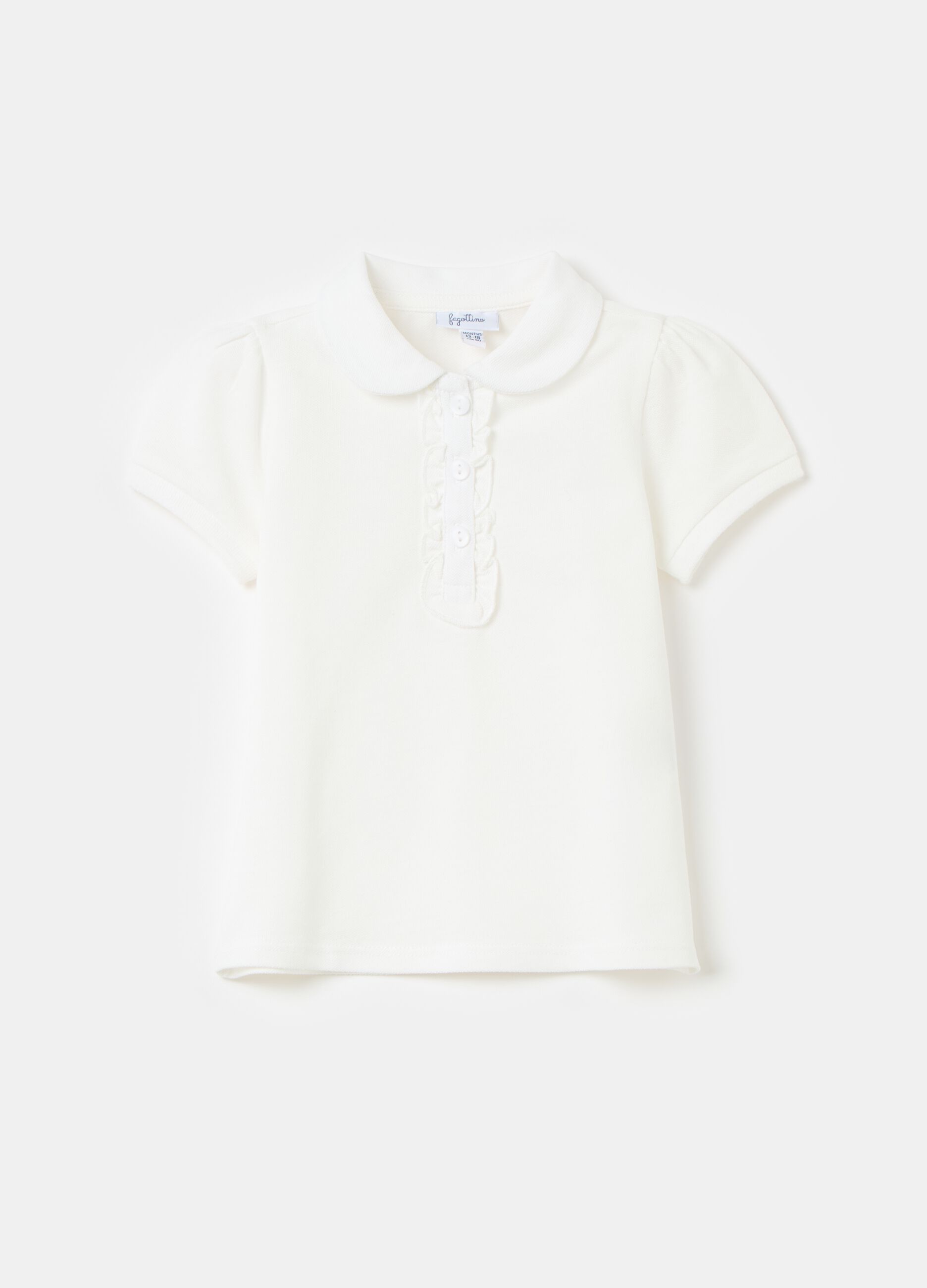 Cotton piquet polo shirt with frills
