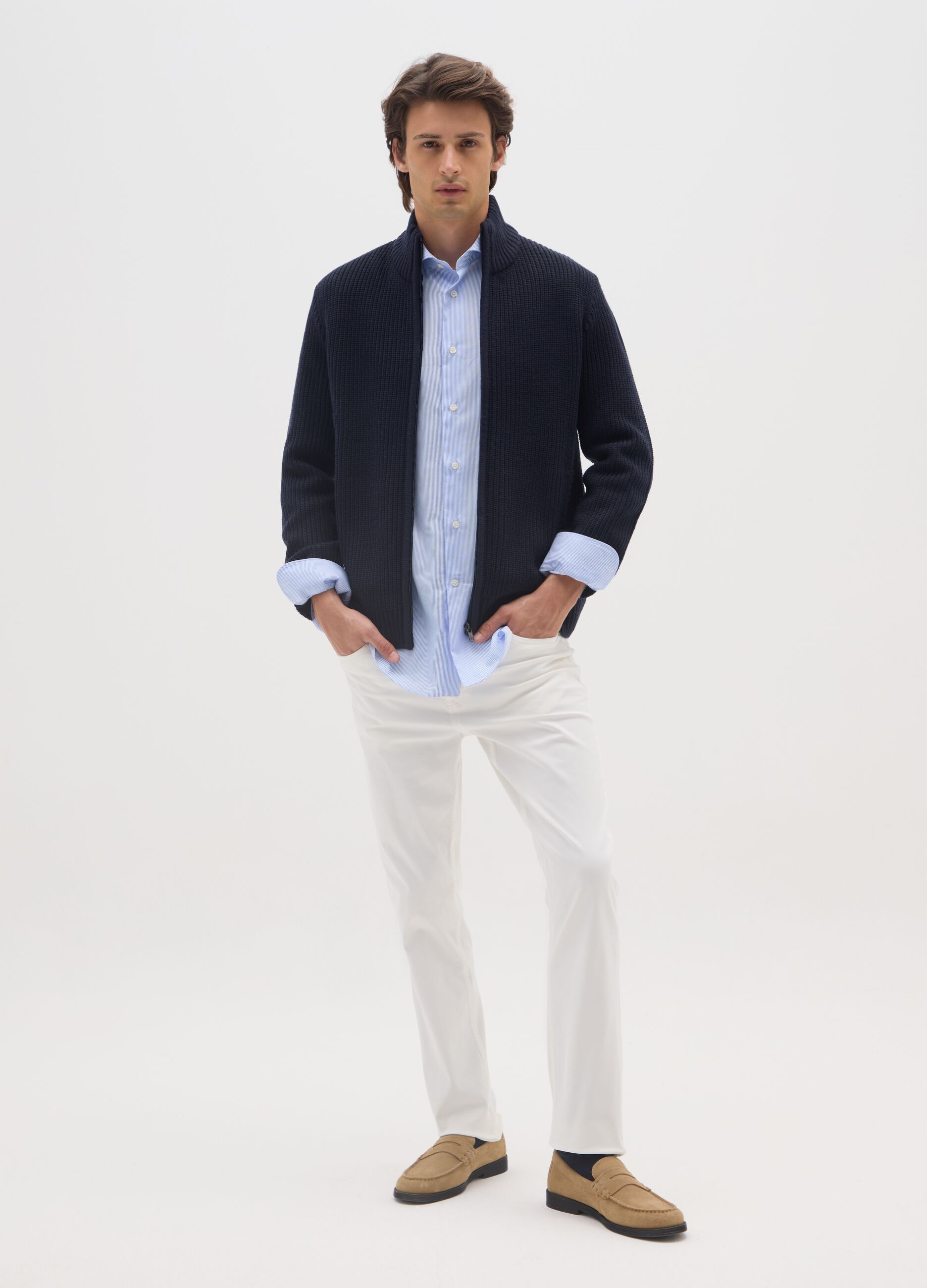 White Stretch Cotton Skinny Trousers