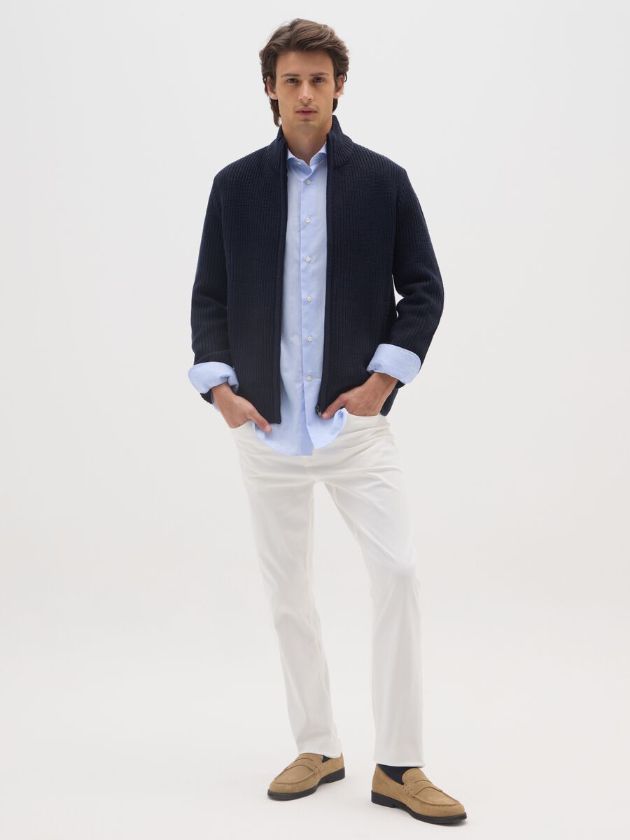 White Stretch Cotton Skinny Trousers_0
