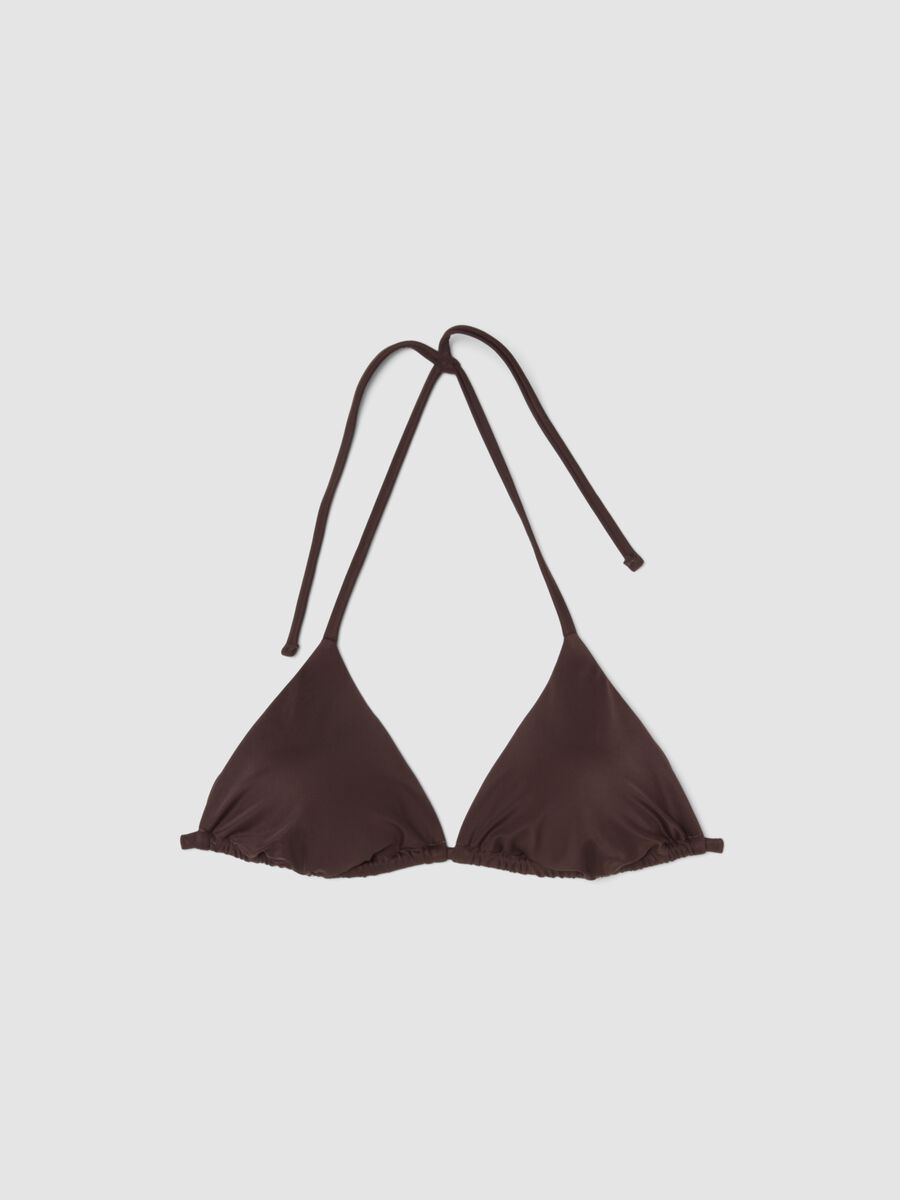 Brown triangle bikini top in stretch fabric_4