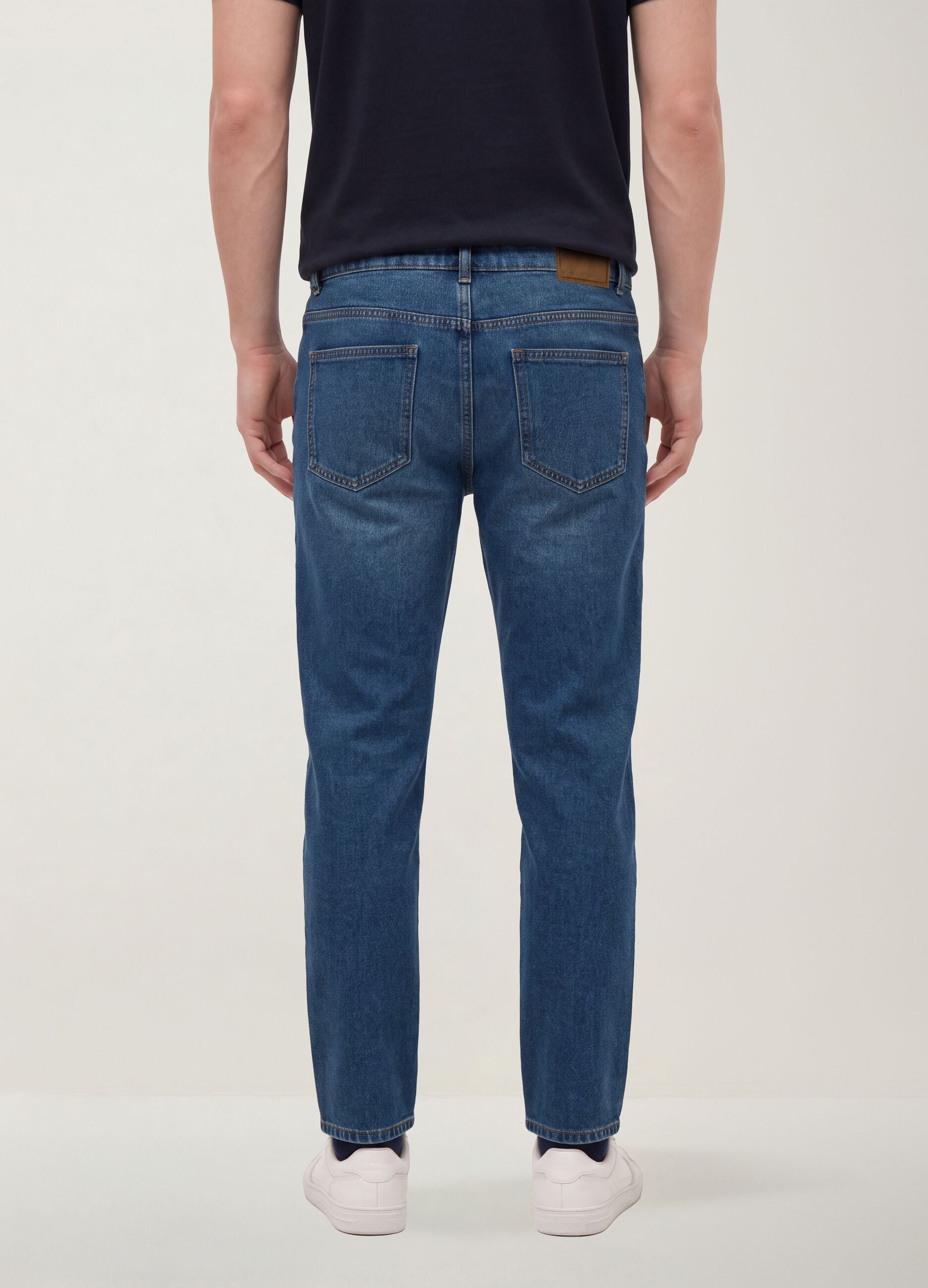 Blue denim slim-fit jeans in cotton and viscose blend