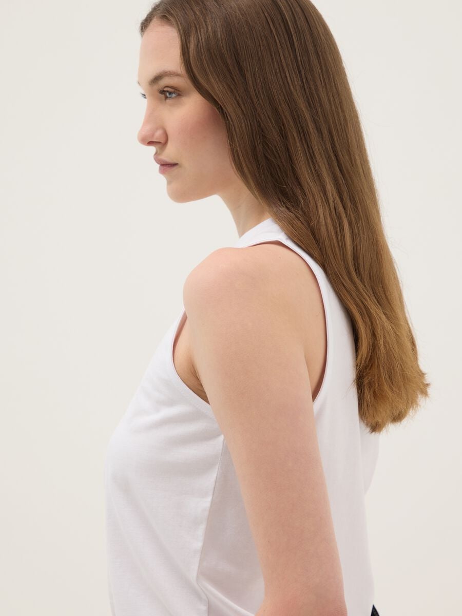 Tank top bianco in puro cotone_2