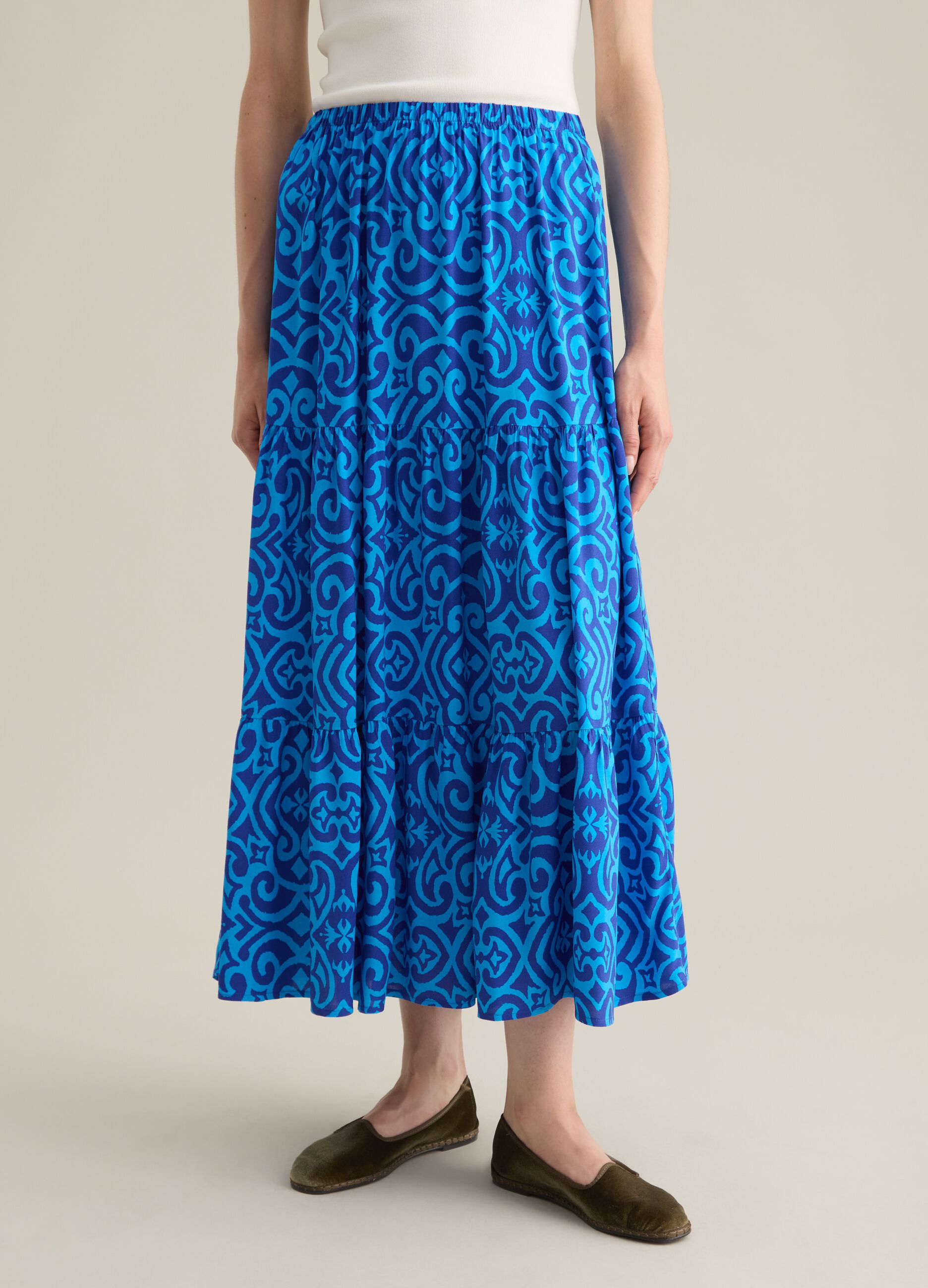 Gonna lunga da donna in puro viscosa multicolor regular fit