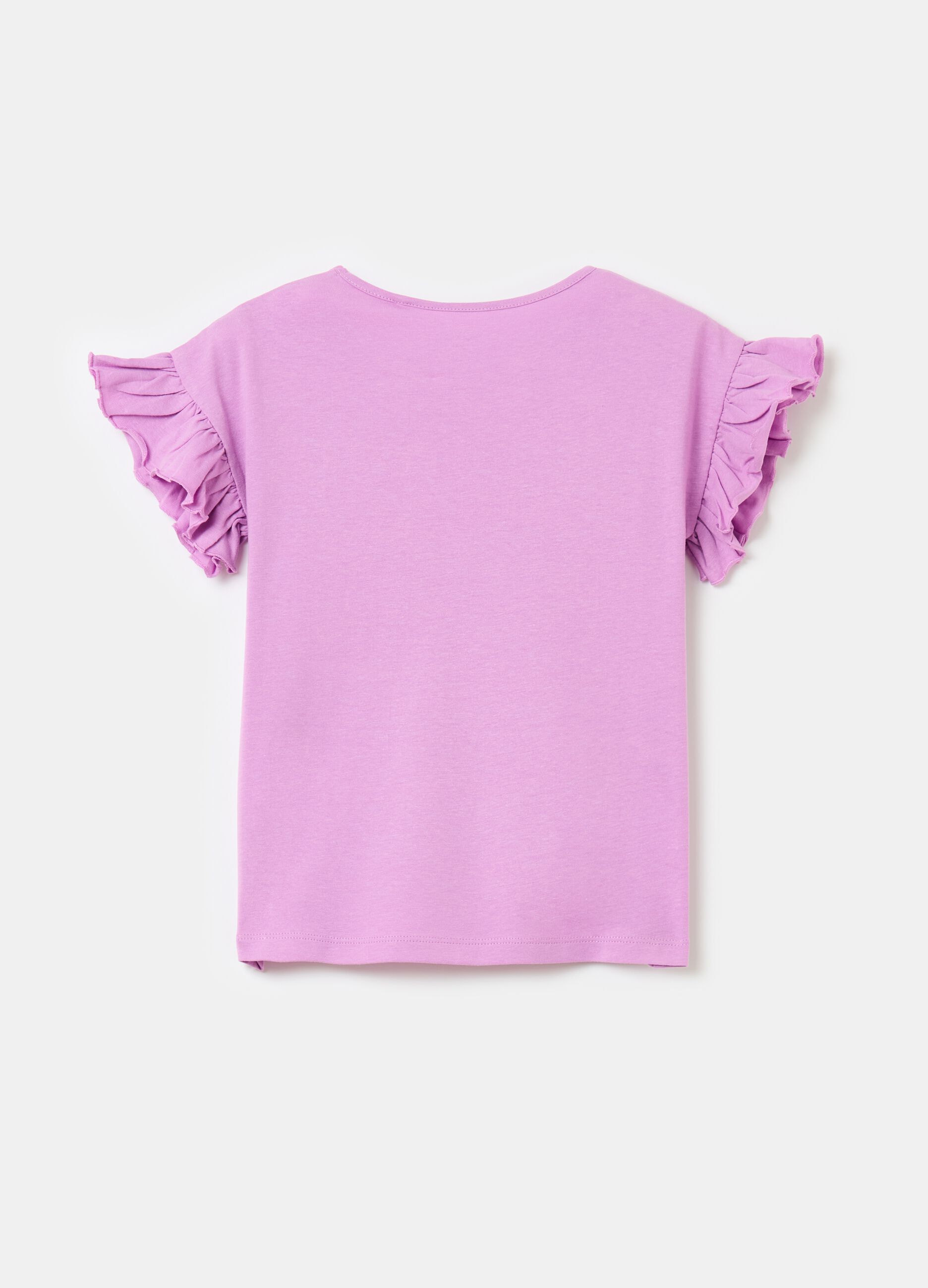 T-shirt with flounce and pocket