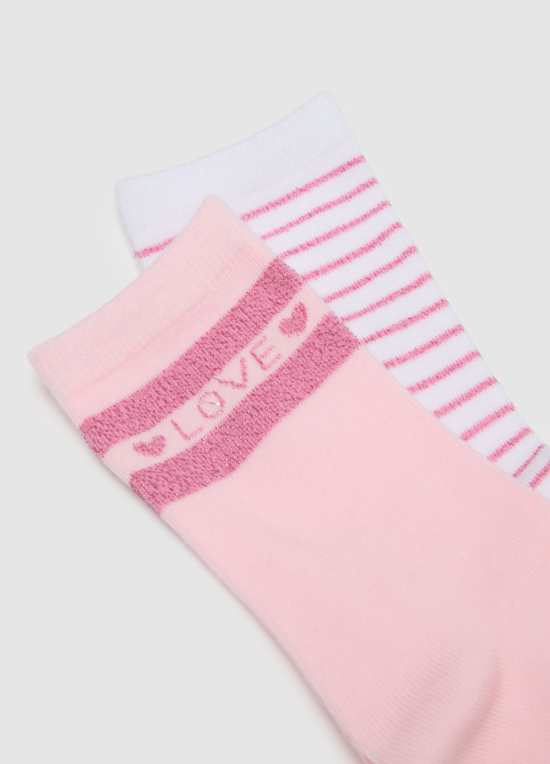 Girl's short socks tripack in multicoloured cotton blend