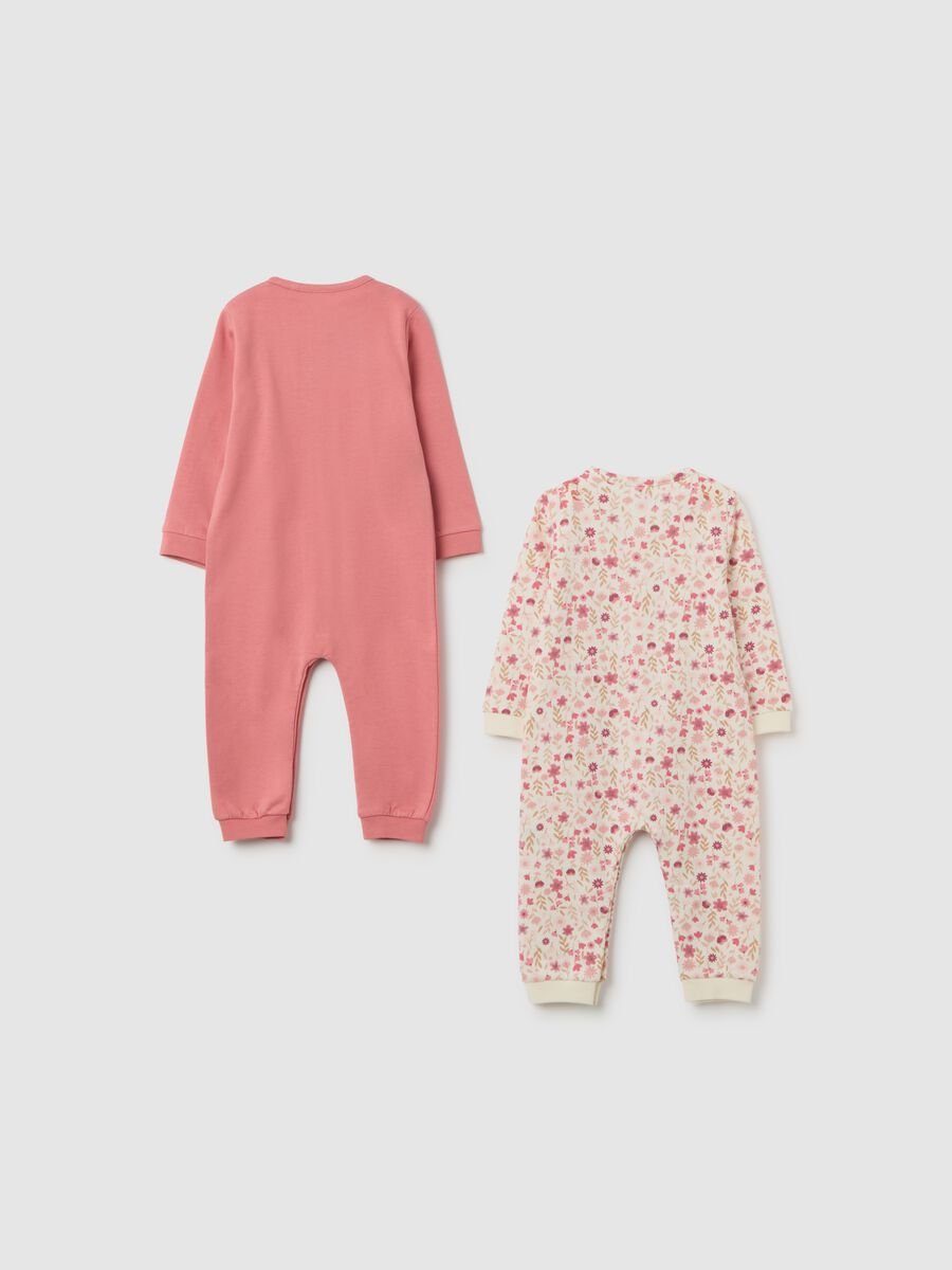 Baby girl cotton playsuits in multicolor with snap closure_1
