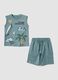 Light blue pure cotton set with top and shorts_0