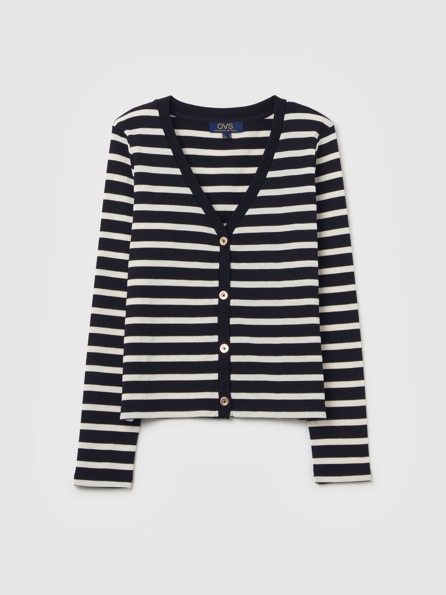 Striped cardigan with V neck_4